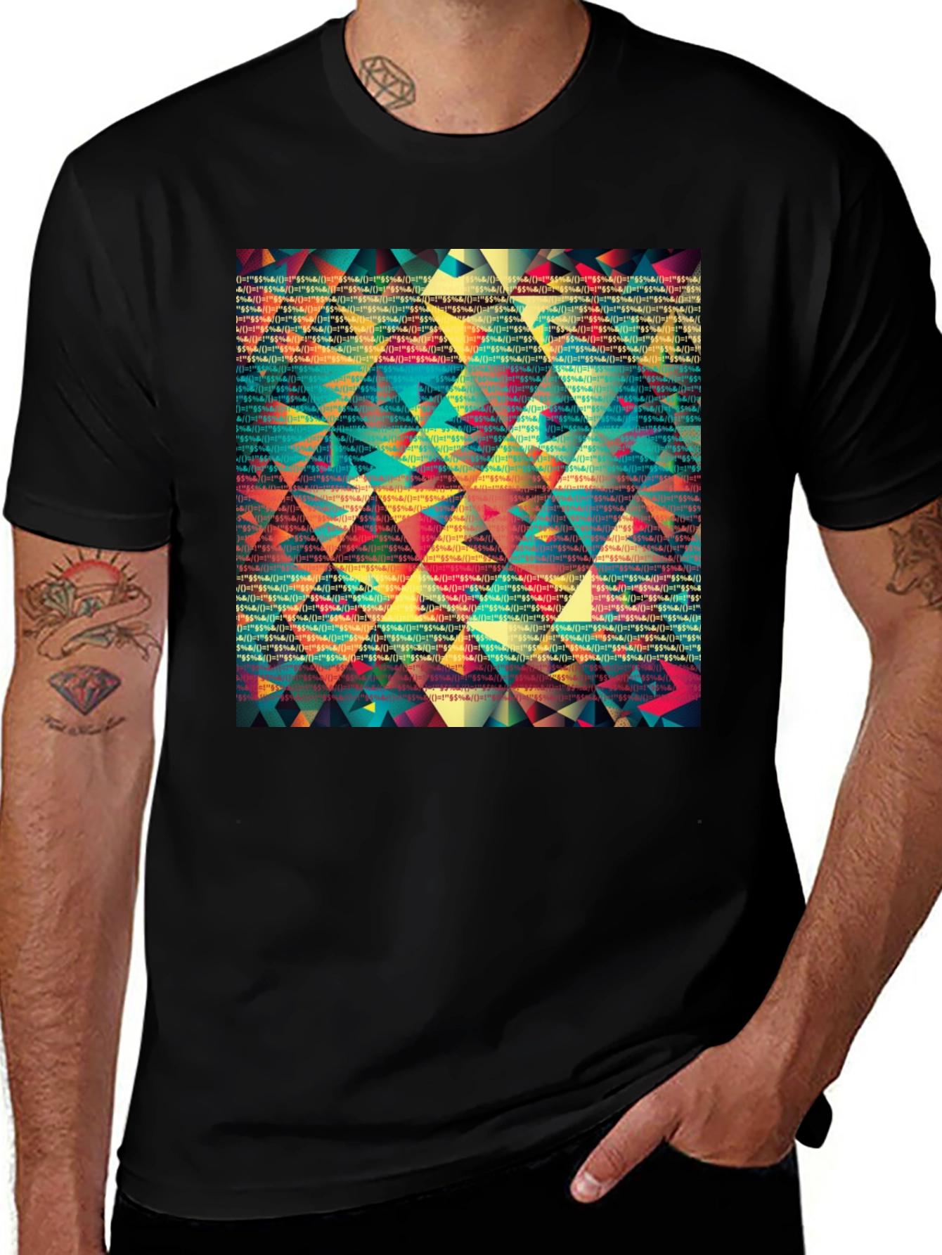 Variant 24 of Geometric Triangle Pattern Black T-Shirt