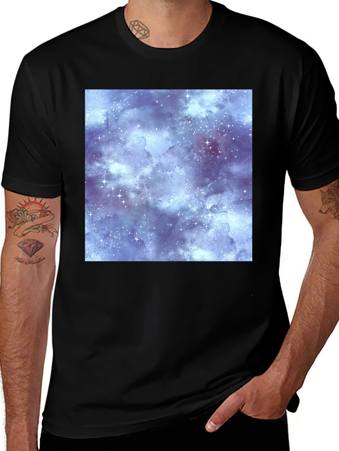 Variant 18 of Galaxy Print Men's Black T-Shirt