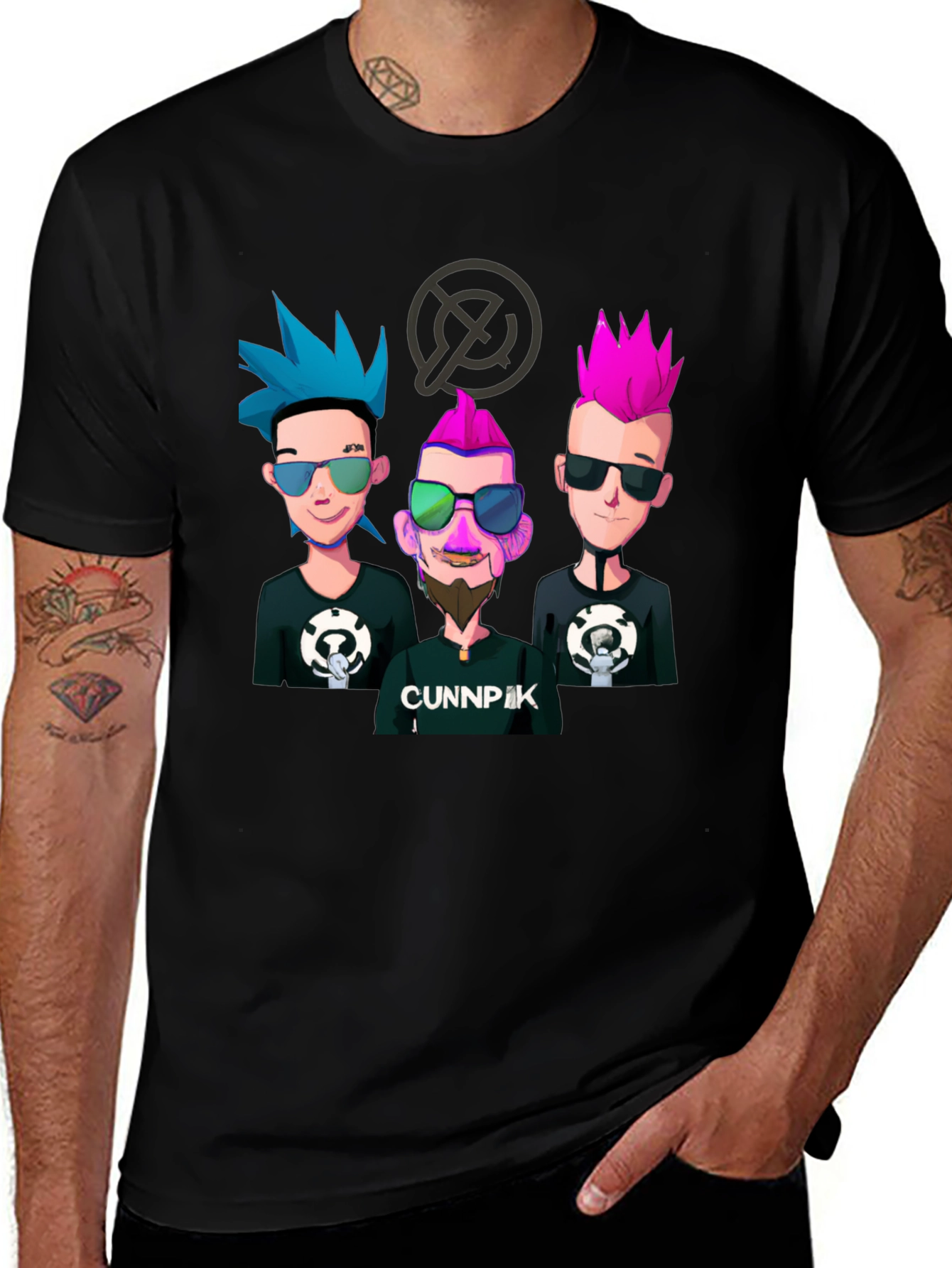 Variant 20 of Punk Character Black Graphic Tee