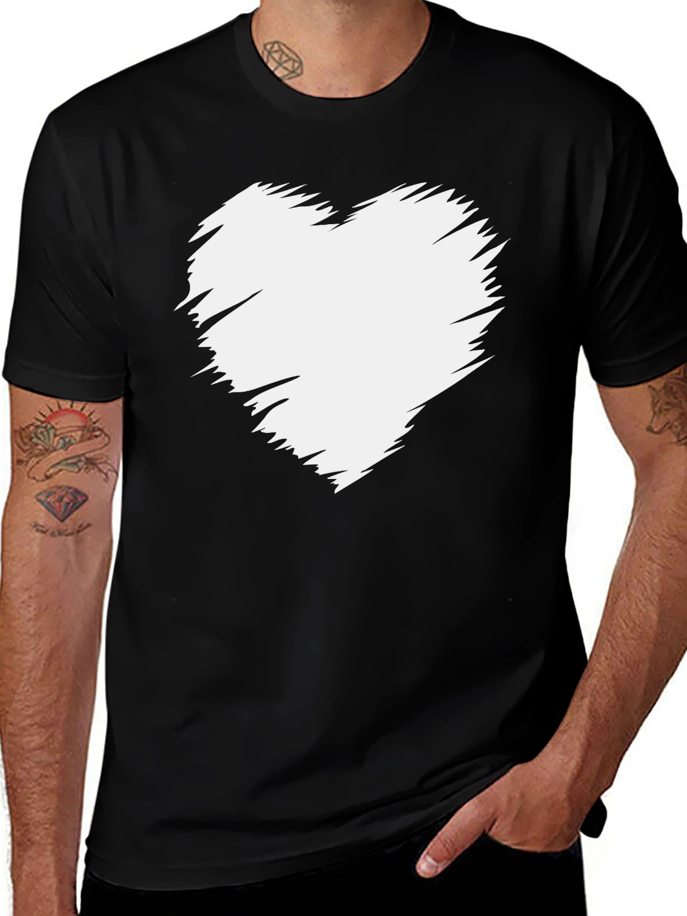 Variant 30 of Heart Graphic Black T-Shirt