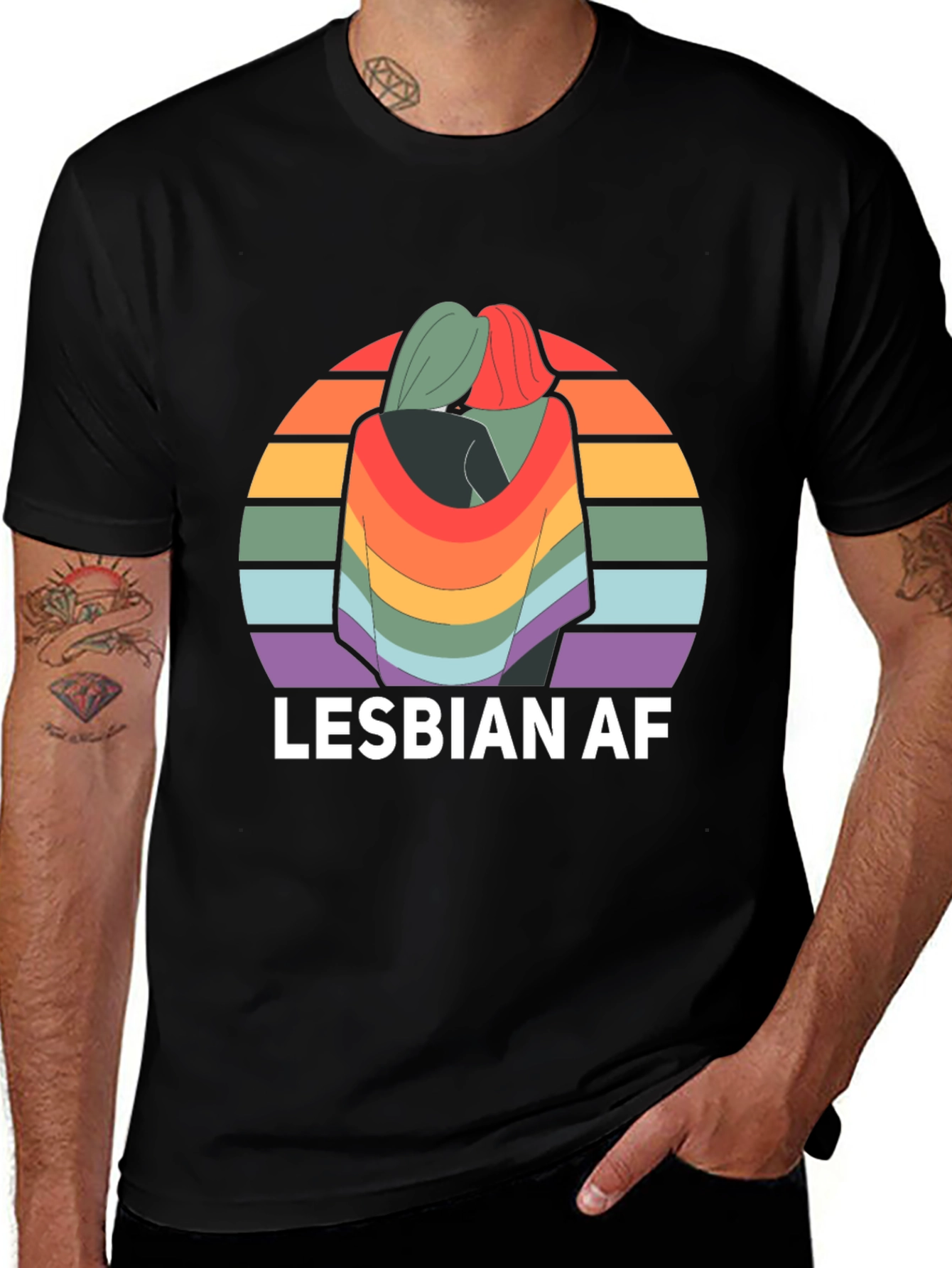 Variant 8 of Lesbian AF Rainbow Graphic T-Shirt
