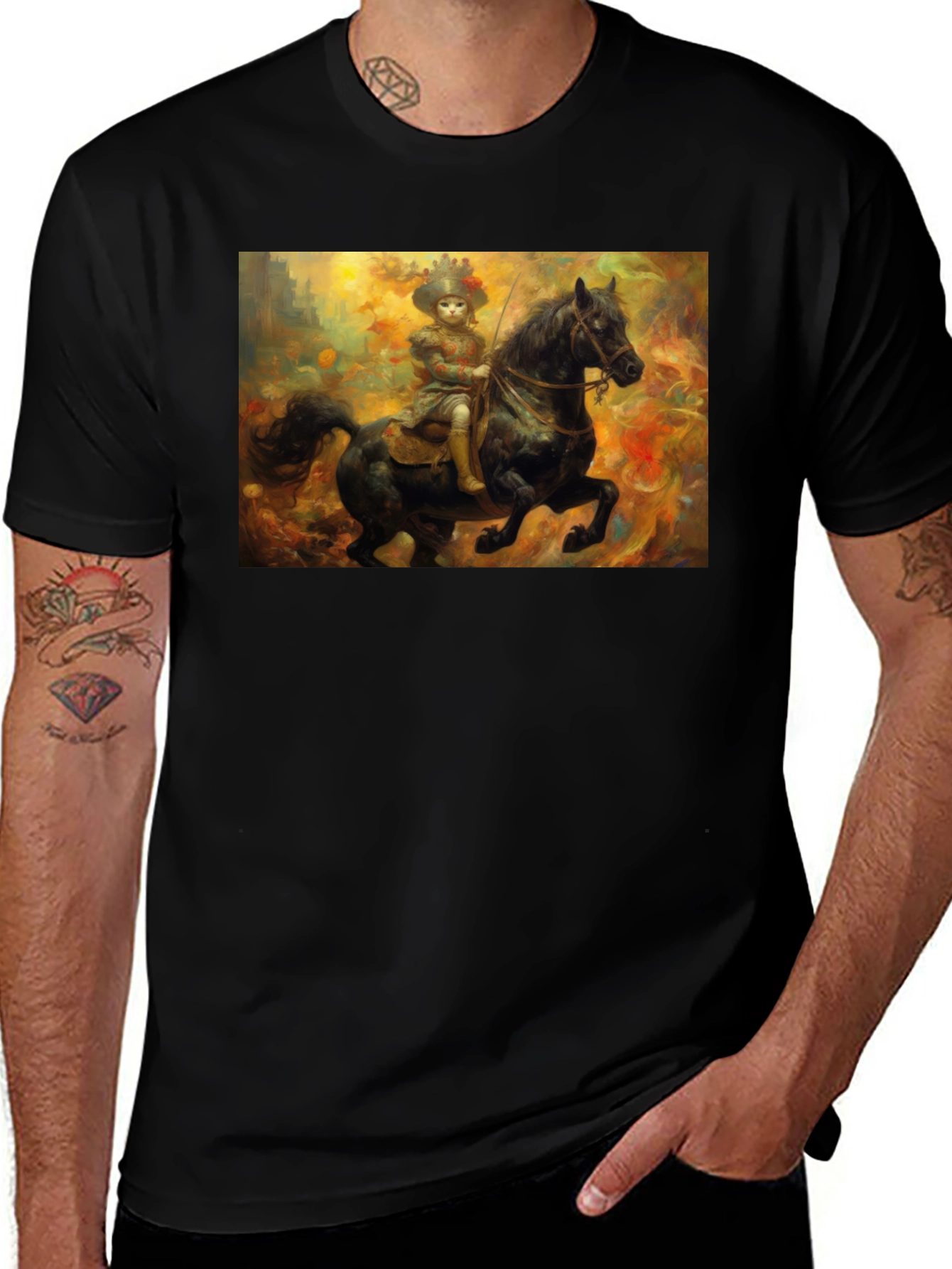 Variant 25 of Artistic Black T-Shirt: Child Rider