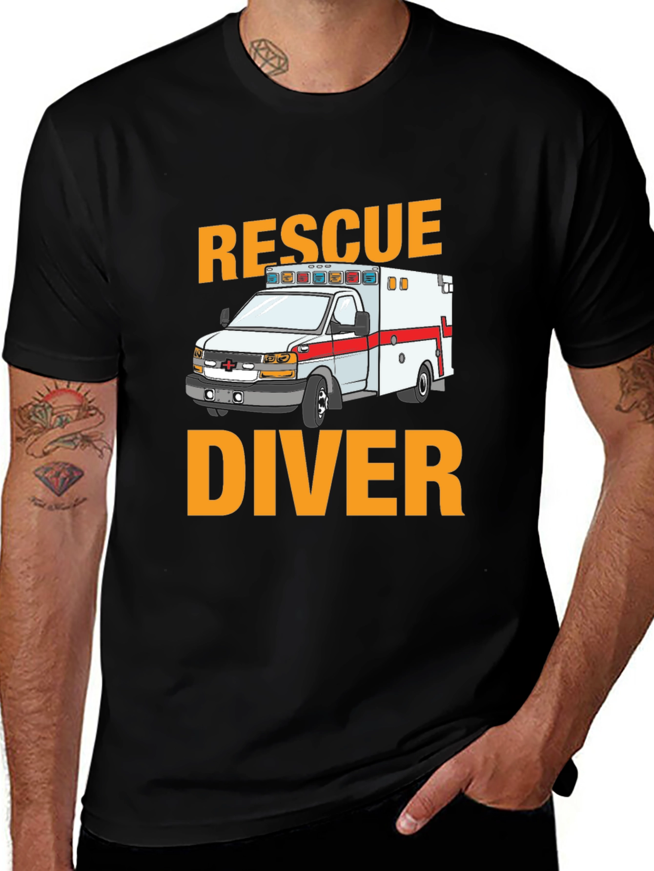 Variant 4 of Rescue Diver Ambulance Graphic T-Shirt