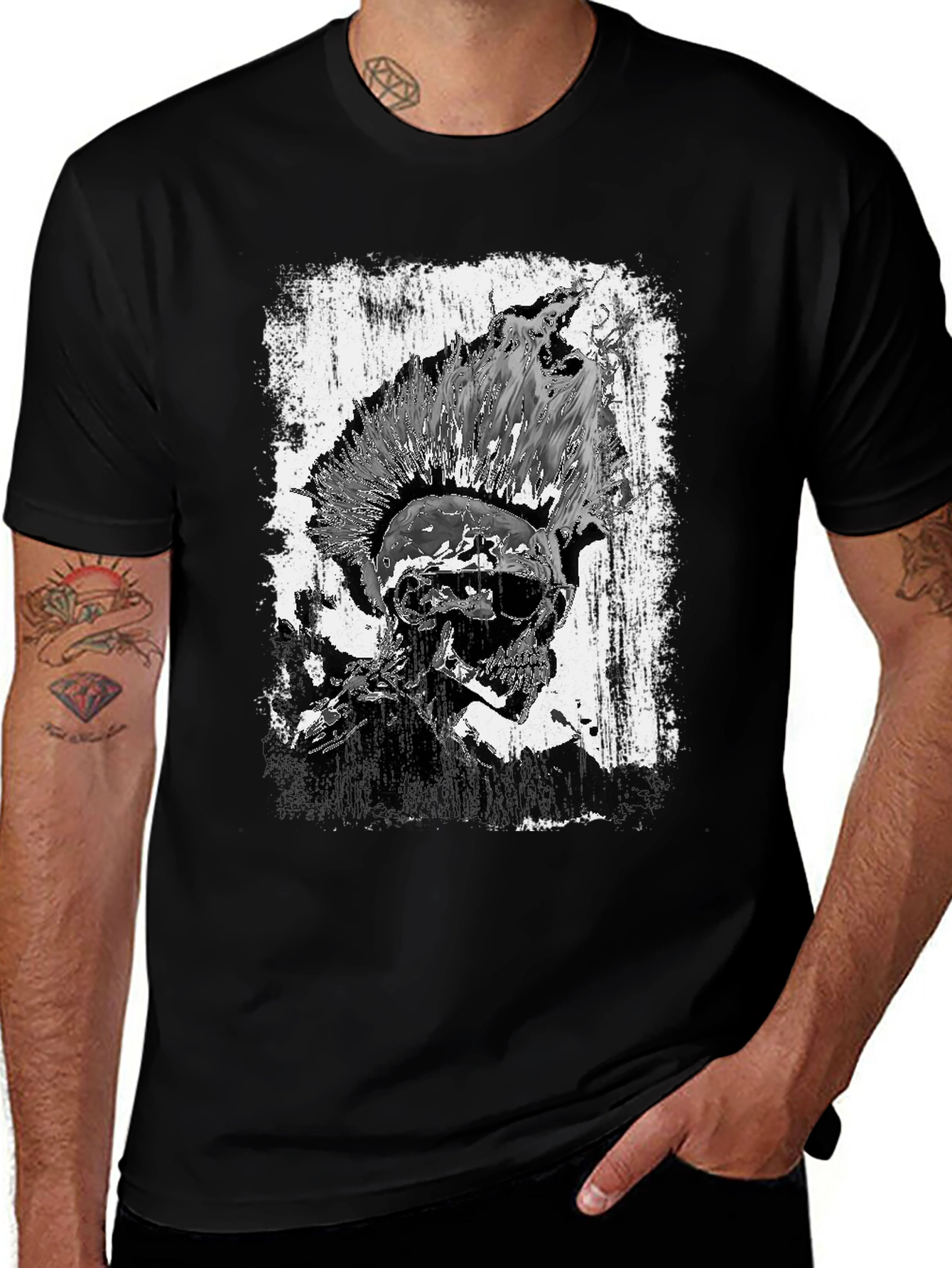 Punk Skull Graphic Tee - Black