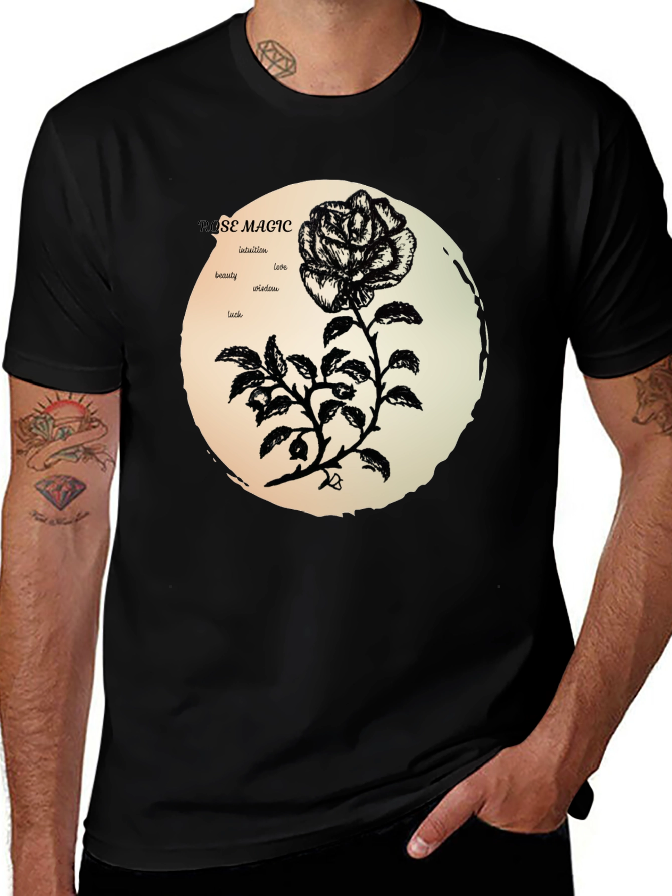 Variant 15 of Rose Magic Graphic T-Shirt - Black