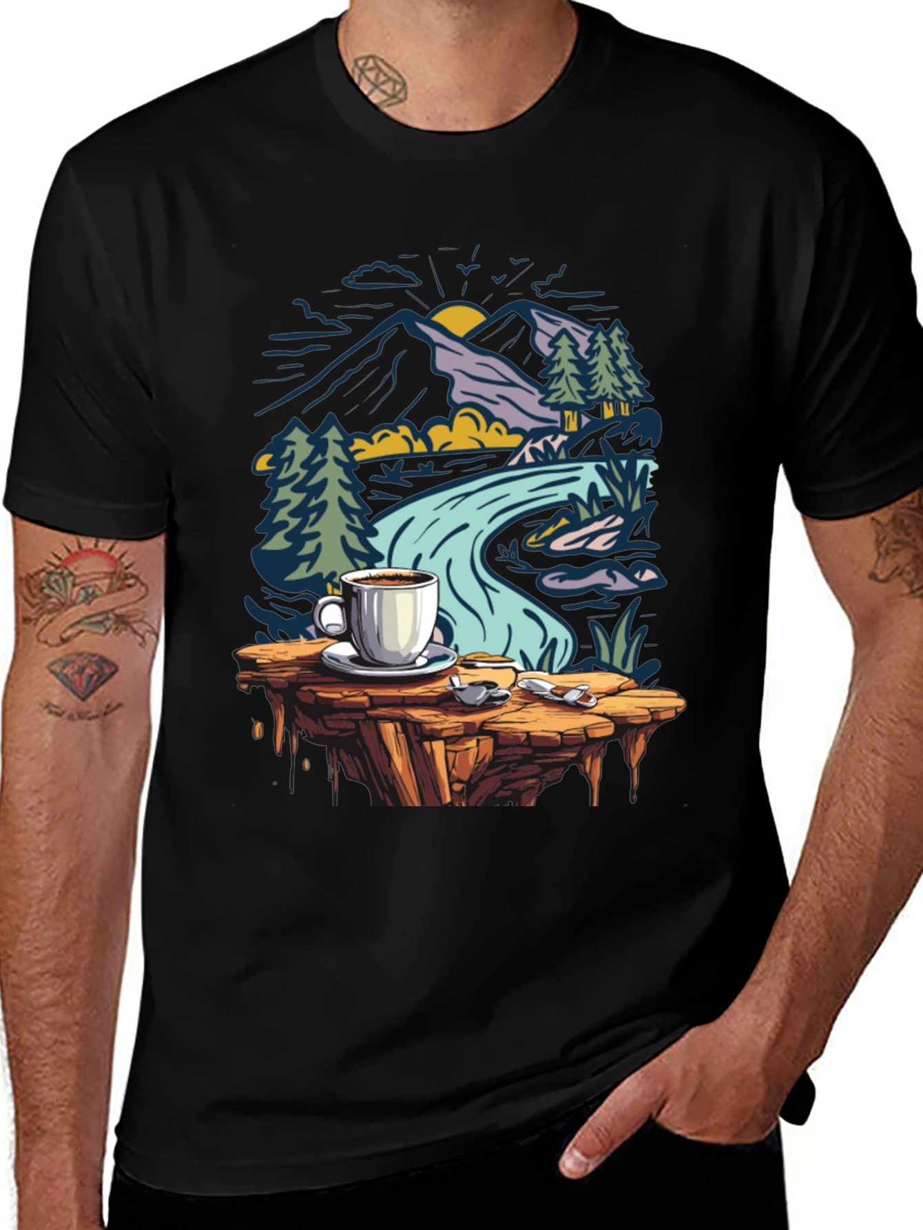 Variant 6 of Coffee Adventure T-Shirt - Nature Scene