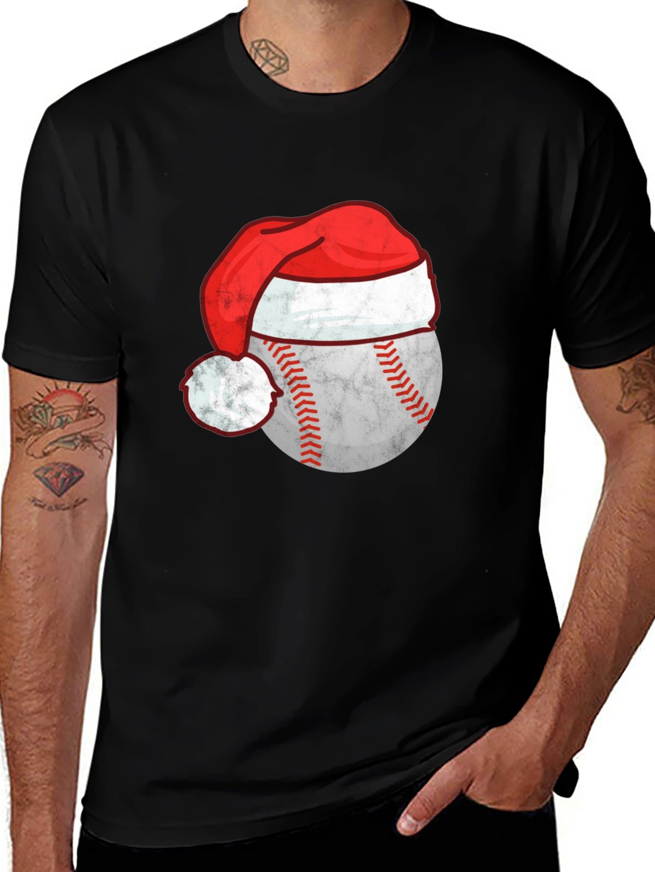 Variant 25 of Festive Baseball Santa Hat T-Shirt