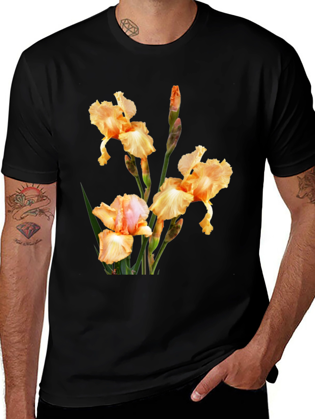 Variant 21 of Floral Print T-Shirt - Iris Design