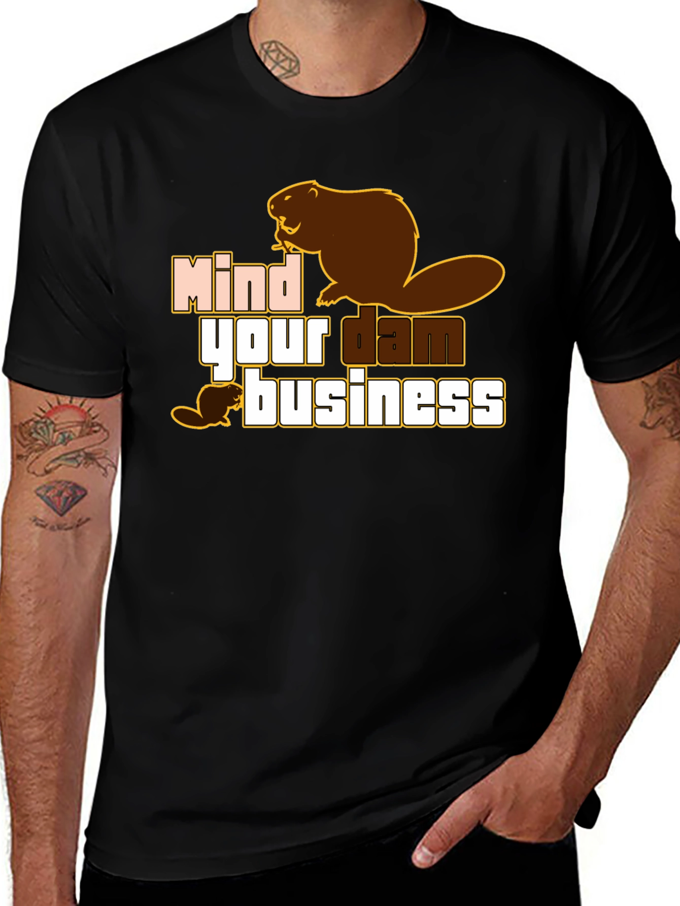 Variant 21 of Mind Your Dam Business Beaver Graphic T-Shirt