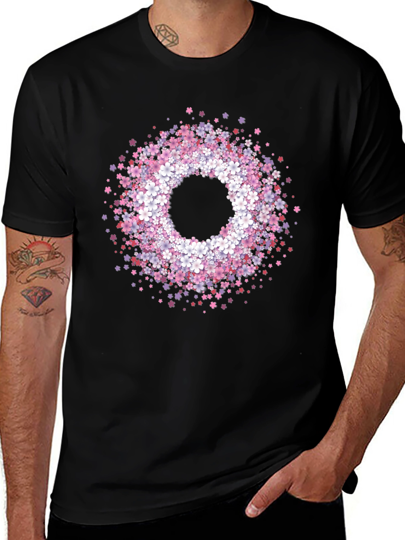 Variant 15 of Floral Wreath Graphic Tee - Stylish & Unique