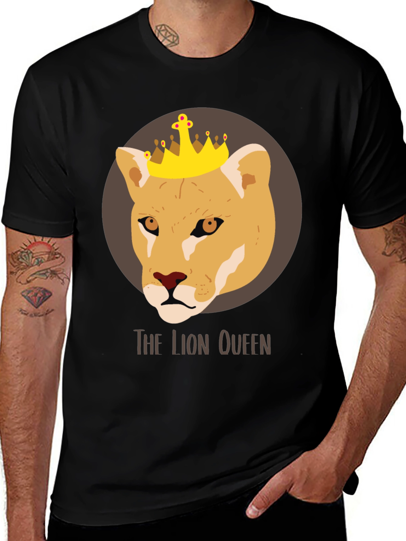 Lion Queen Graphic Tee - Unisex Black T-Shirt