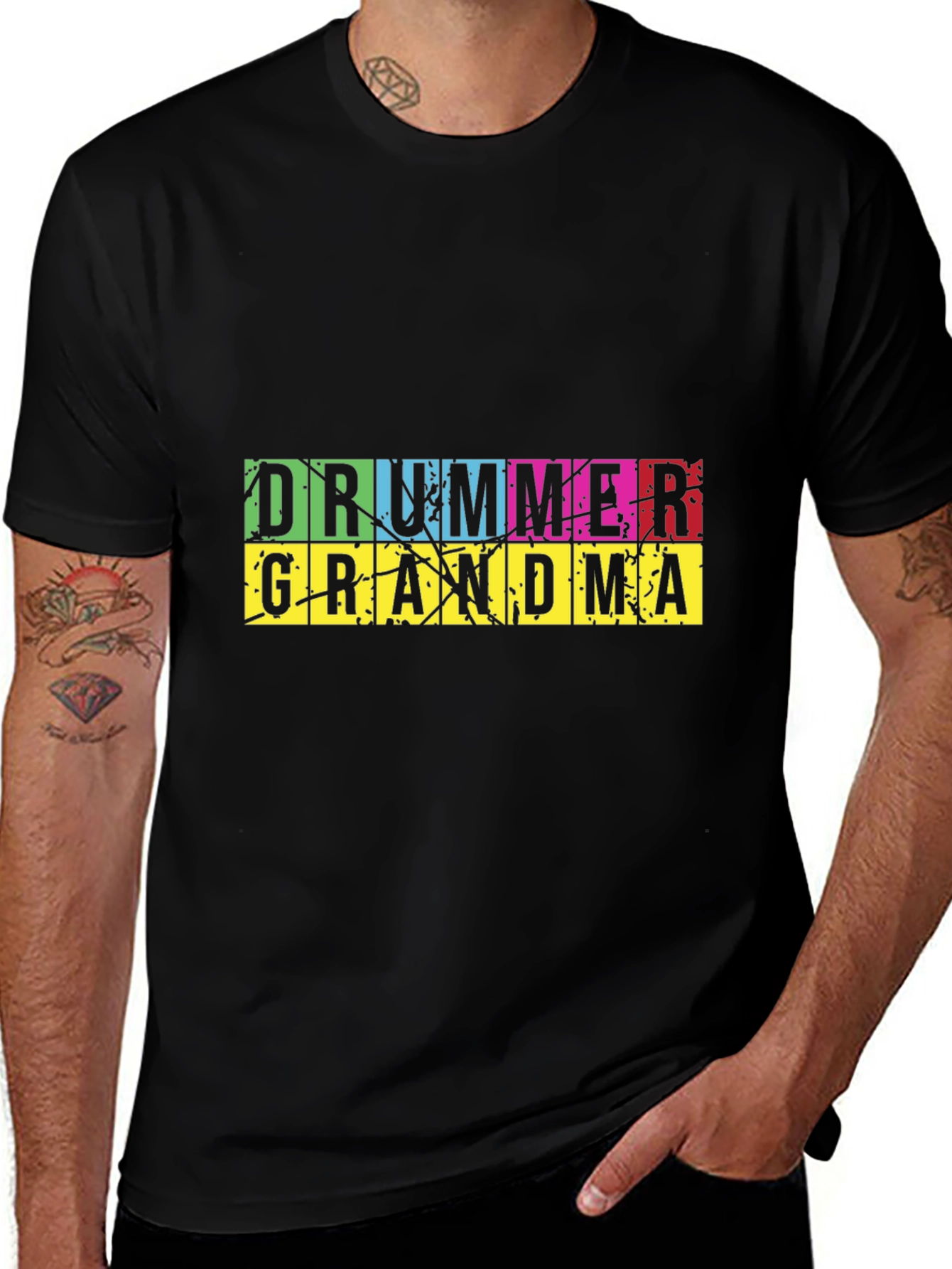 Variant 25 of Drummer Grandma Graphic T-Shirt - Black