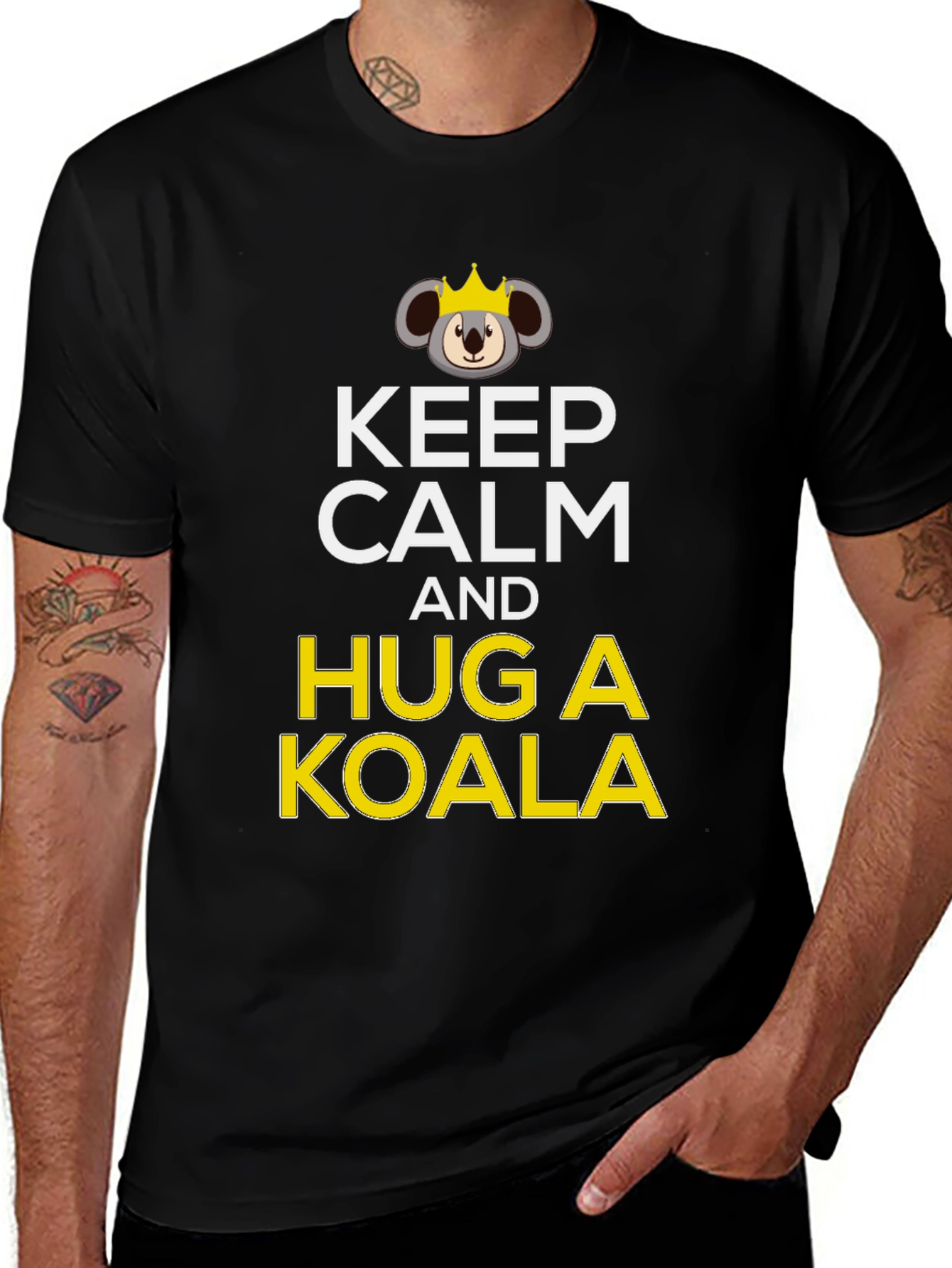 Variant 21 of Keep Calm and Hug a Koala Black T-Shirt