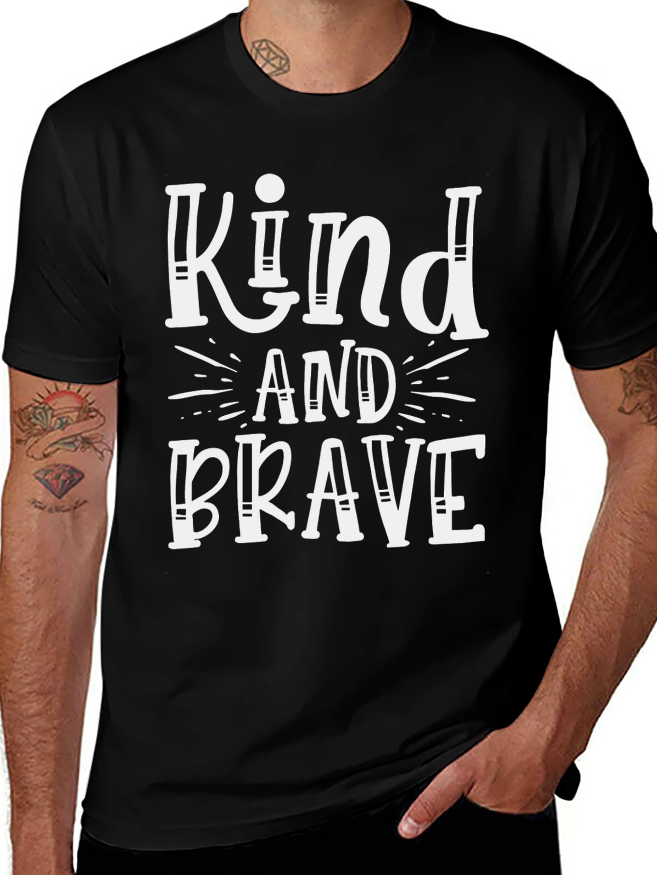 Variant 2 of Kind and Brave Black Graphic Tee