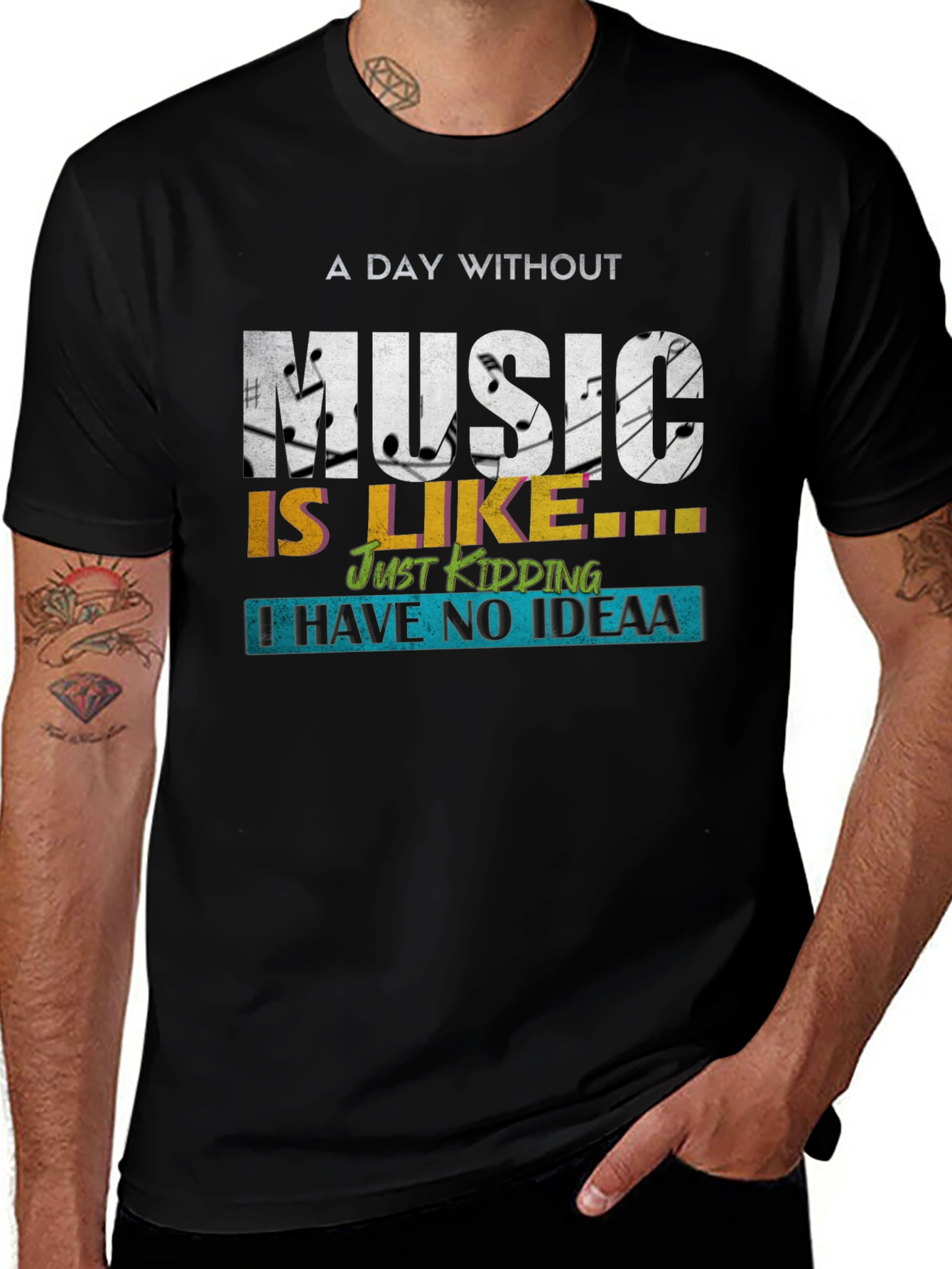 Variant 16 of Music Lover T-Shirt - Day Without Music Funny Graphic Tee
