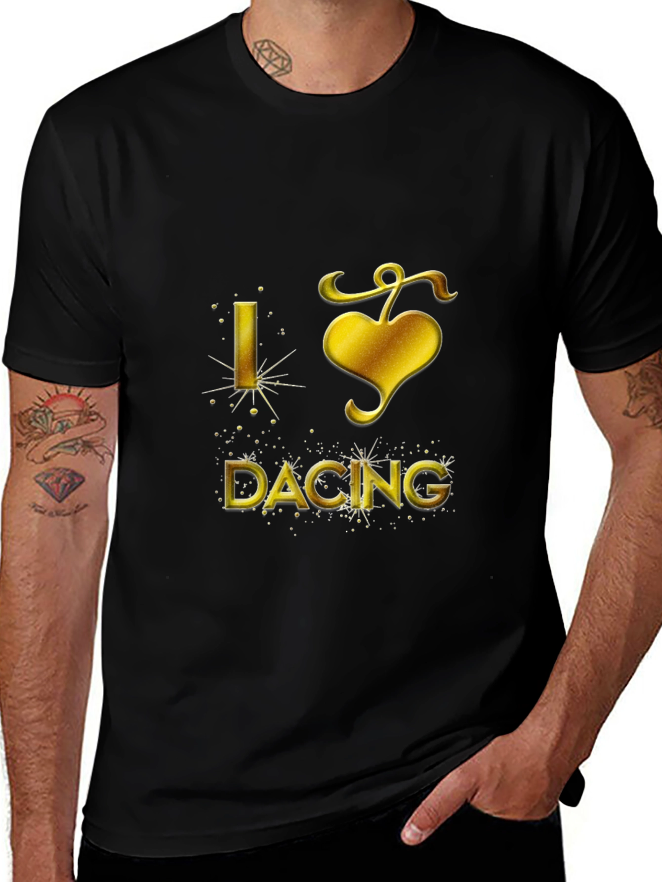 Variant 8 of I Love Dancing Graphic Tee - Gold on Black