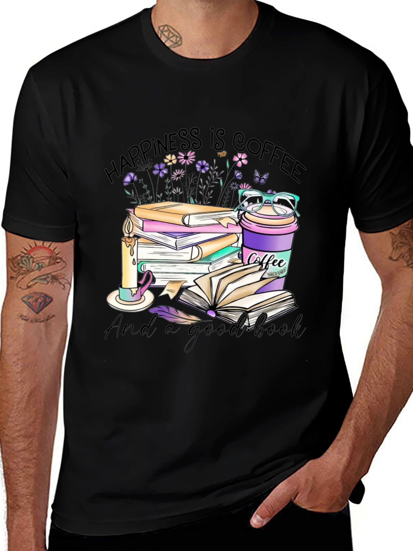 Variant 19 of Happiness Coffee and Books T-Shirt