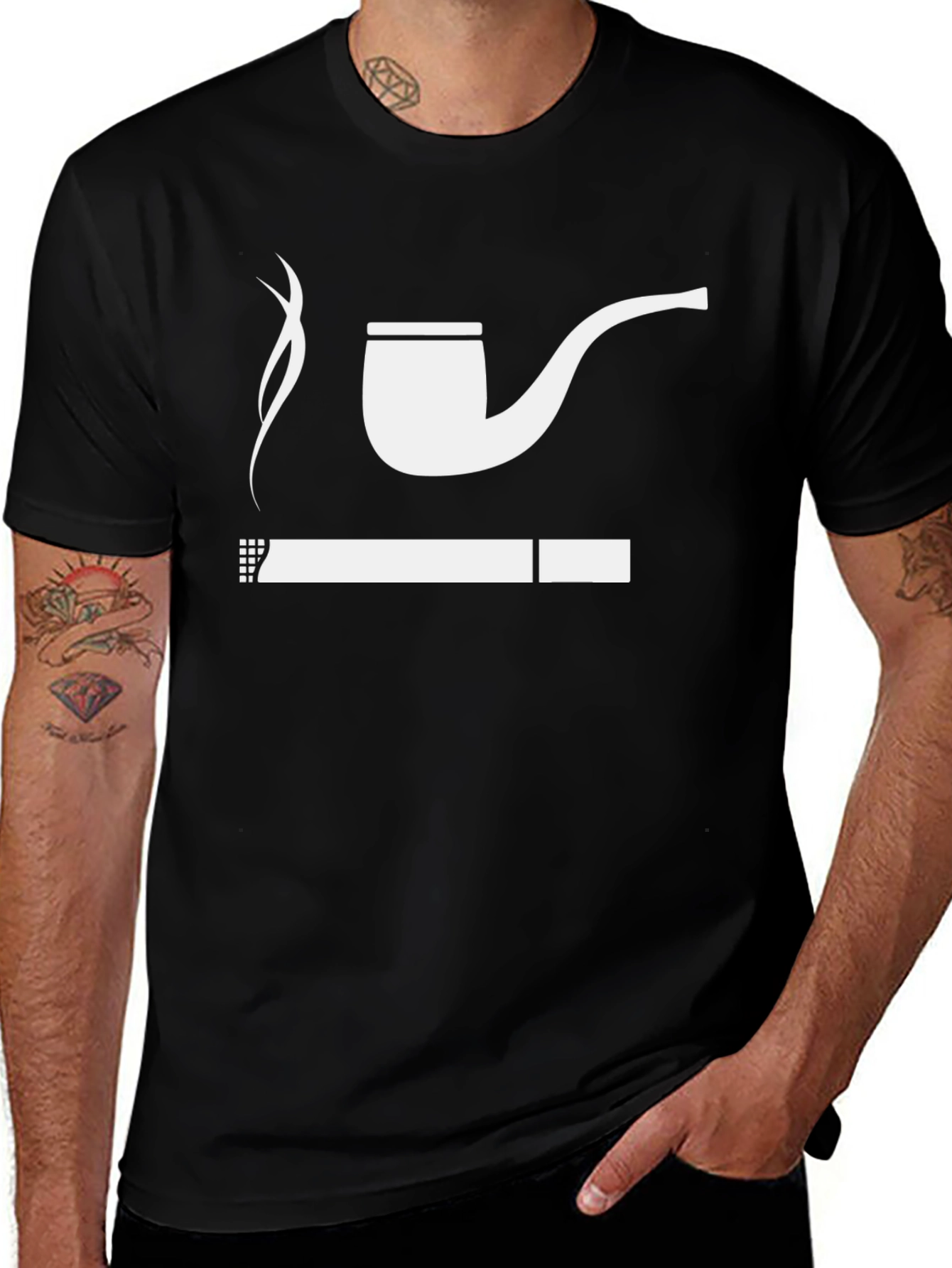 Variant 14 of Smoking Pipe Graphic Tee - Black Cotton Blend