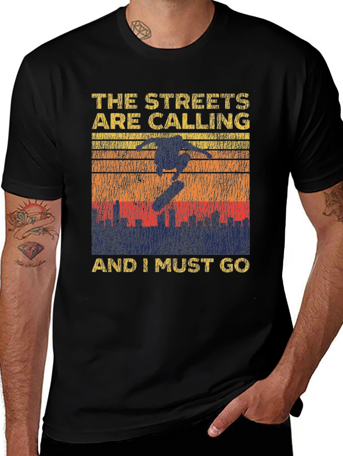 Variant 26 of Skateboarding Graphic T-Shirt - The Streets Are Calling