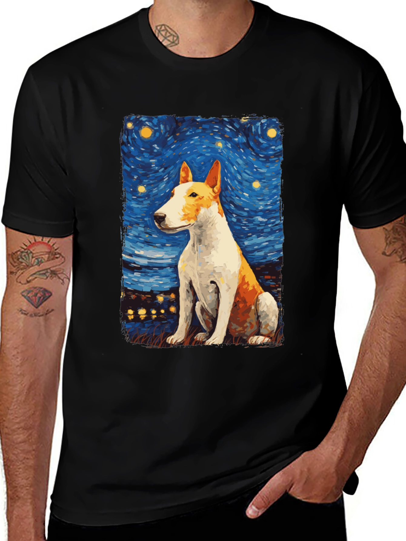 Variant 6 of Starry Bull Terrier Art T-Shirt