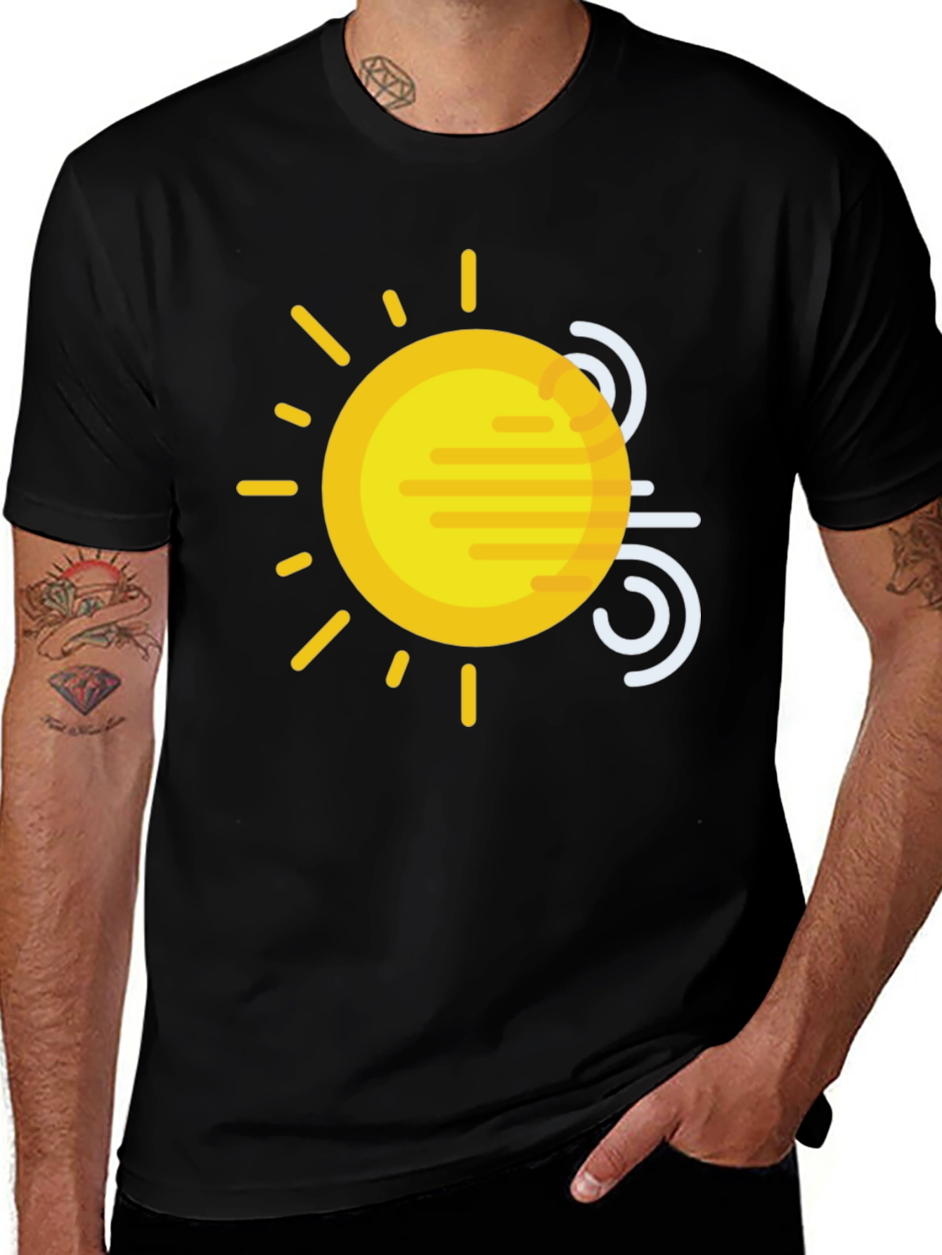 Variant 11 of Sunny Day Graphic Tee -  Black Cotton T-Shirt