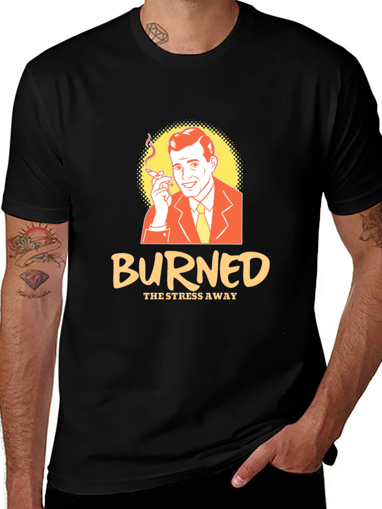 Variant 14 of Burned Stress Away Black Graphic T-Shirt