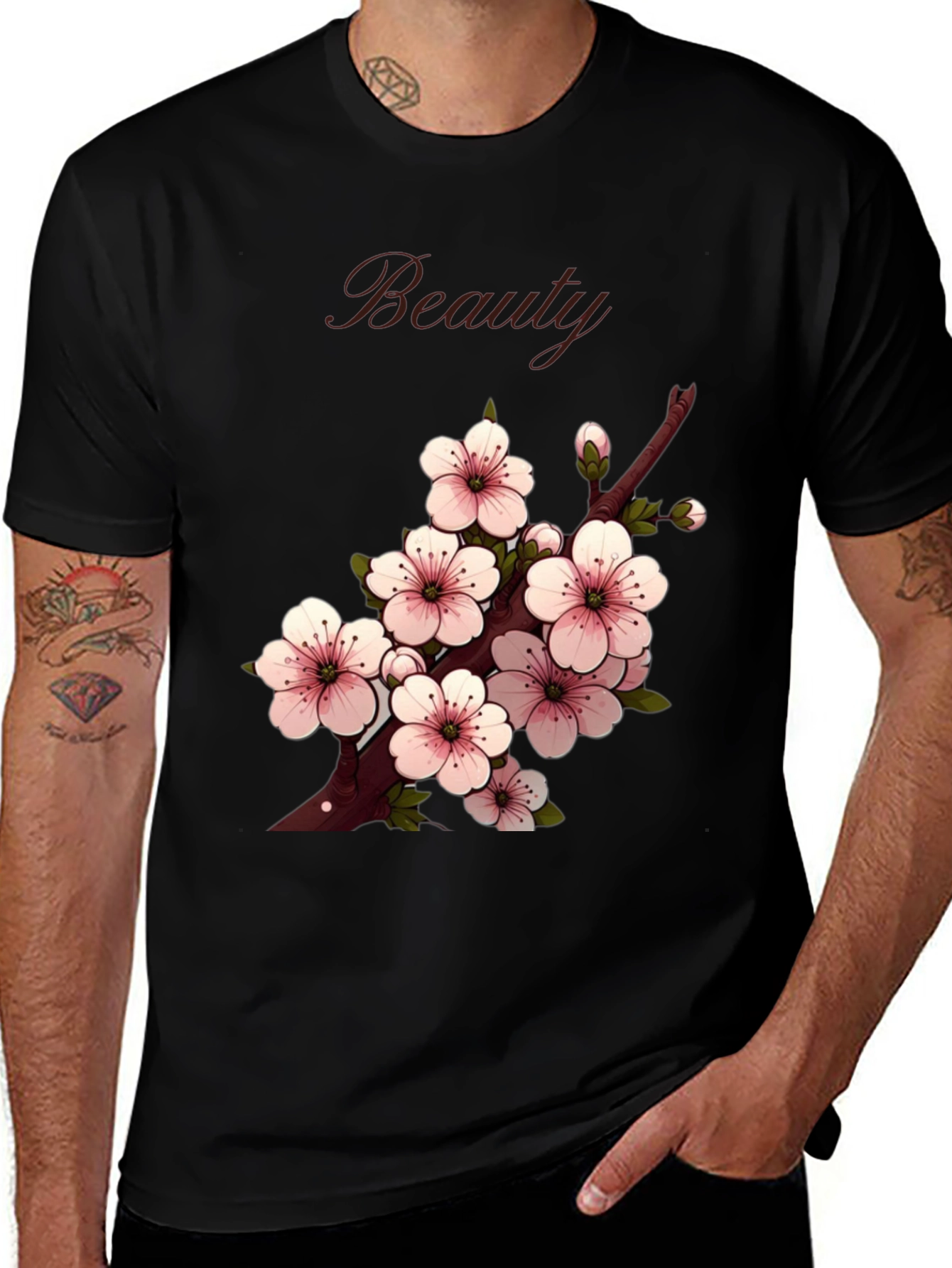 Beauty Cherry Blossom Graphic Tee - Stylish Casual Wear