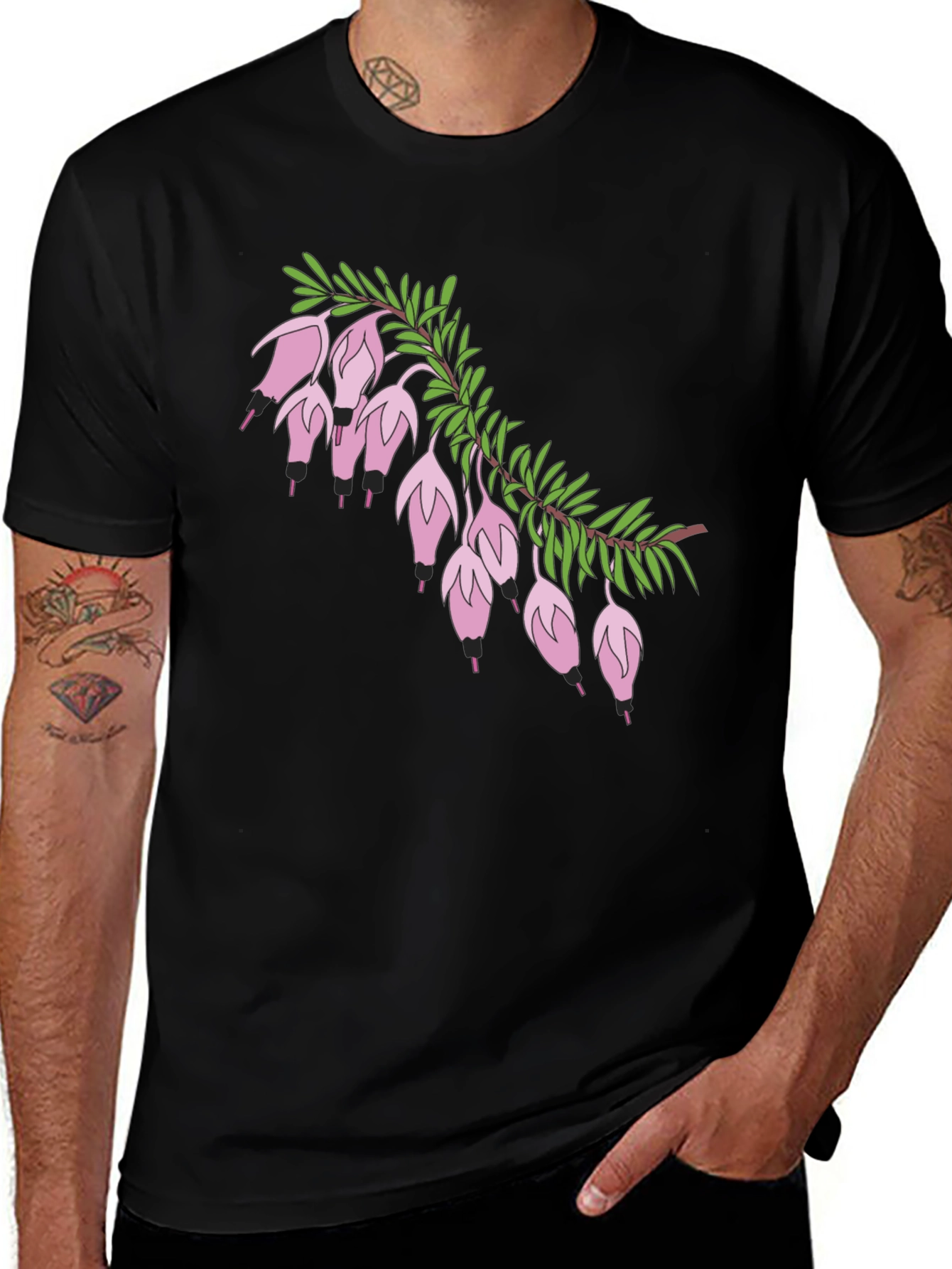 Variant 26 of Floral Print Black Tee