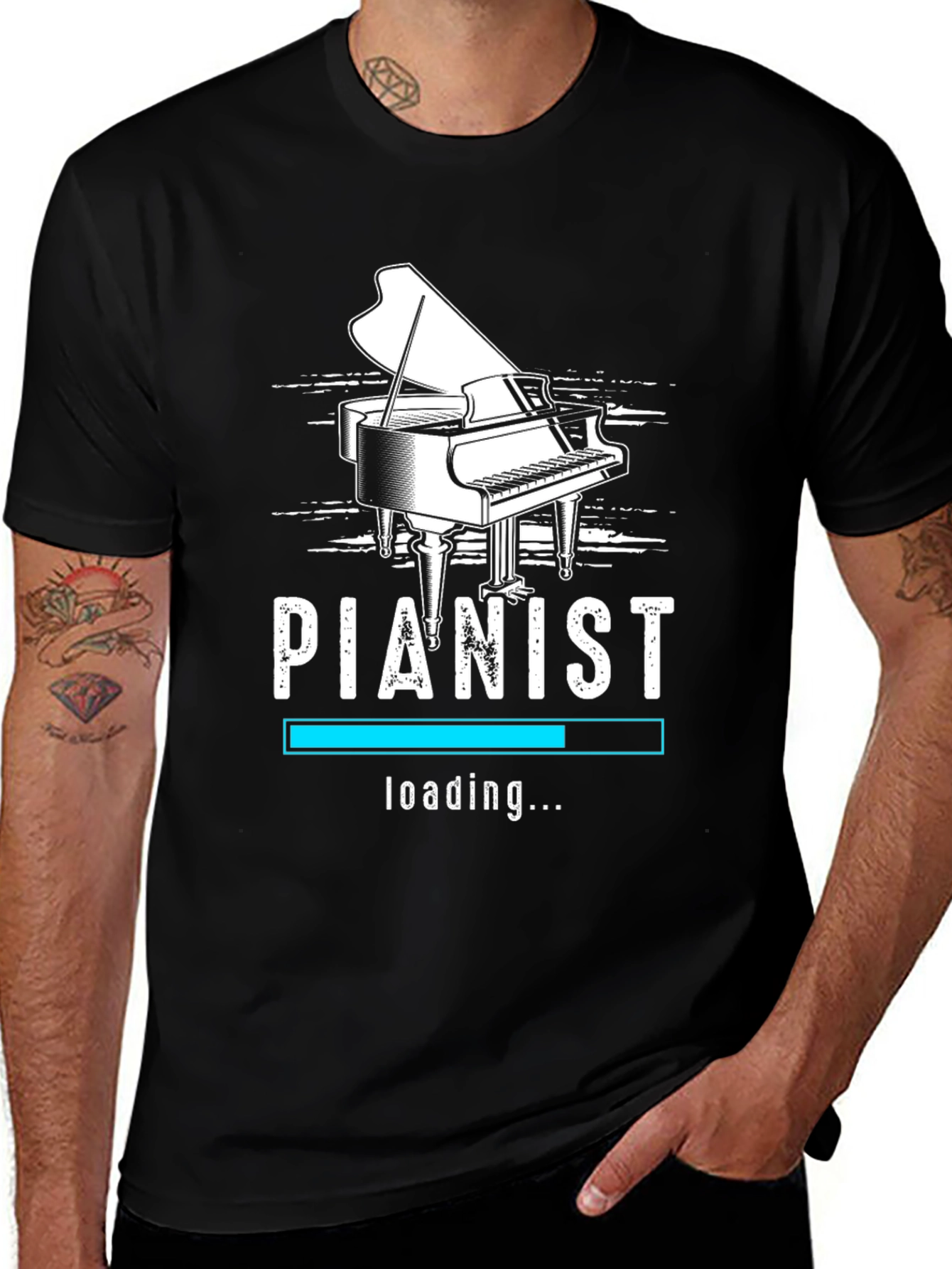 Variant 17 of Pianist Loading Black Graphic T-Shirt