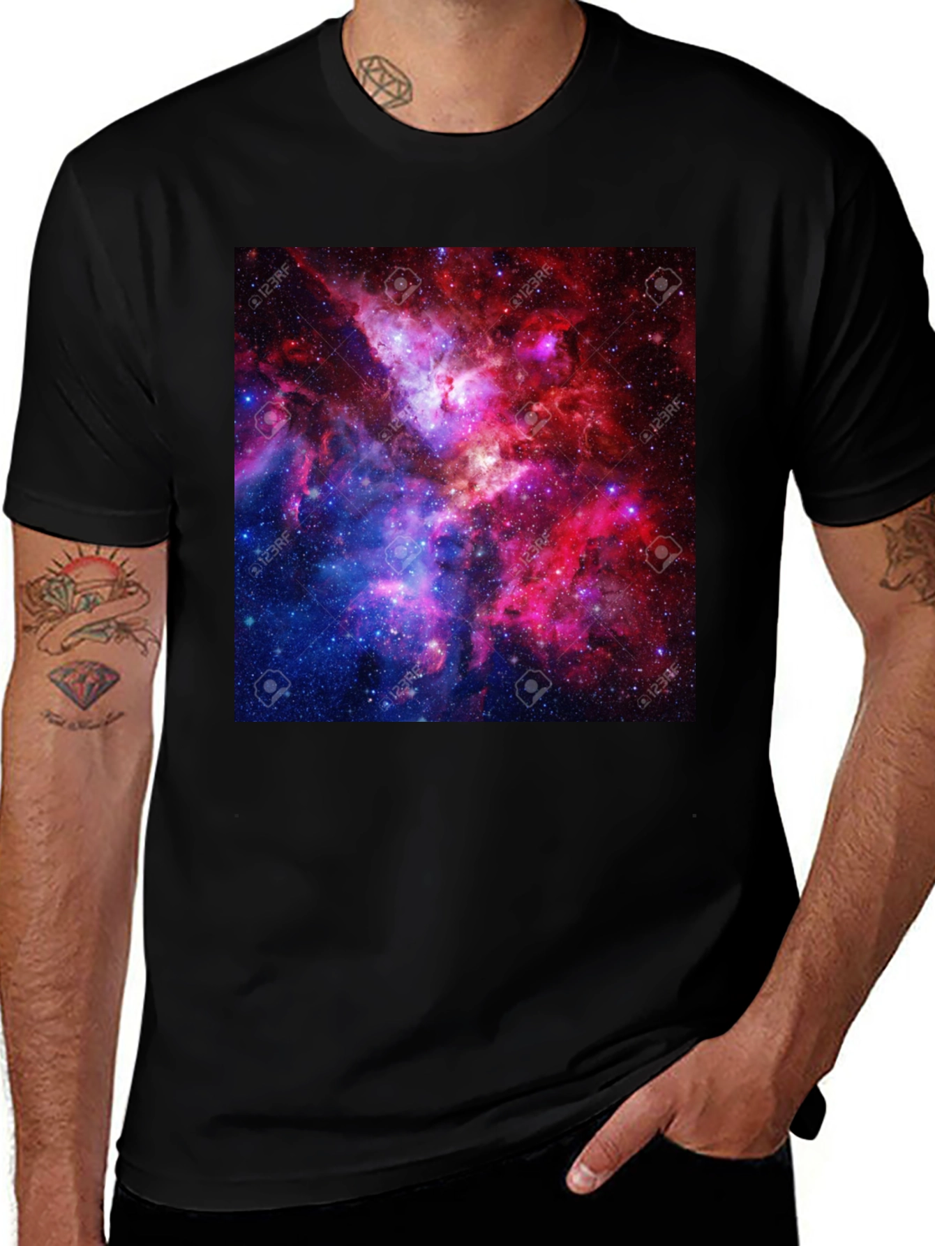 Galaxy Print Black T-Shirt