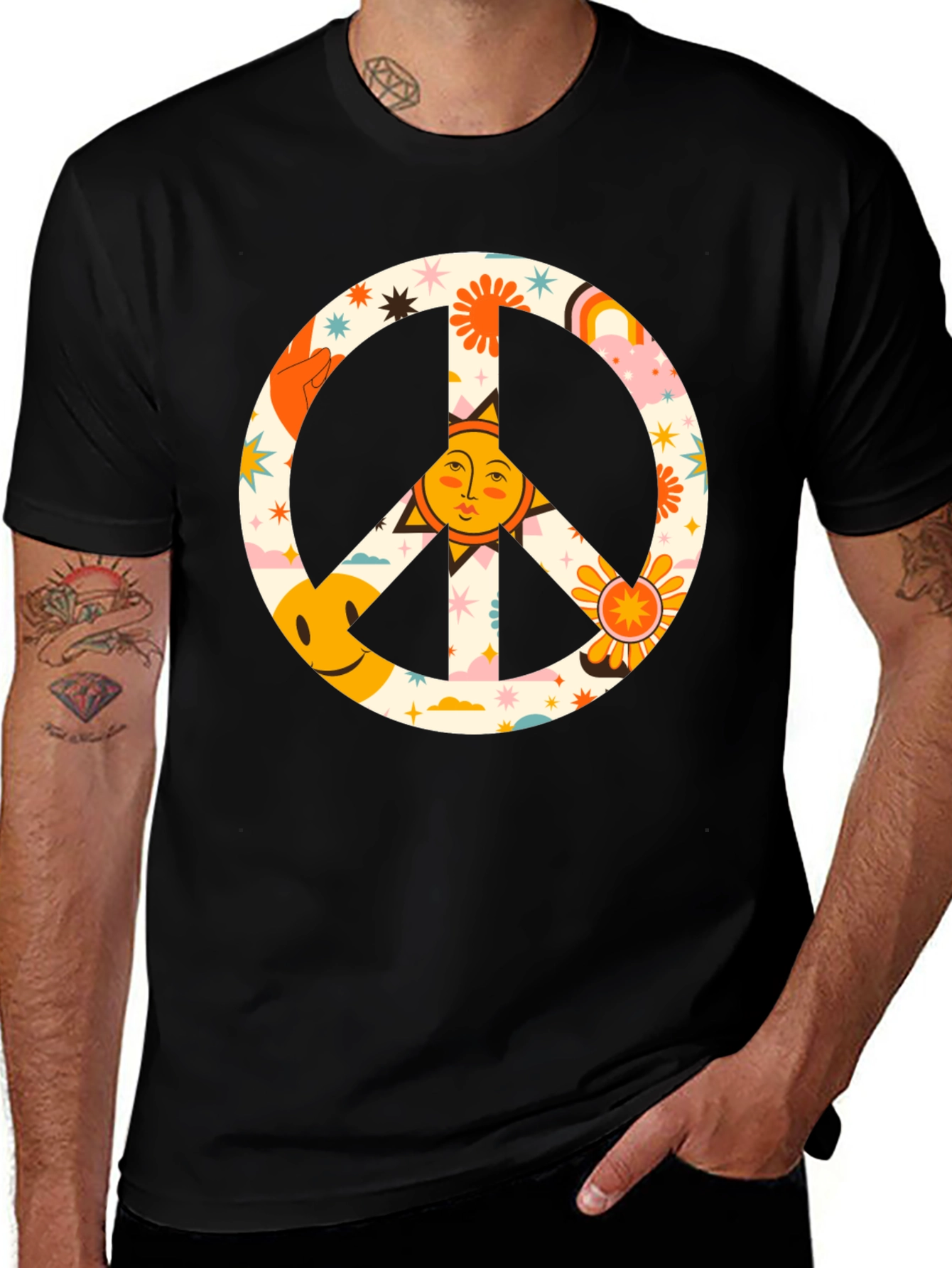 Variant 27 of Groovy Peace Sign Graphic Tee - Retro Style