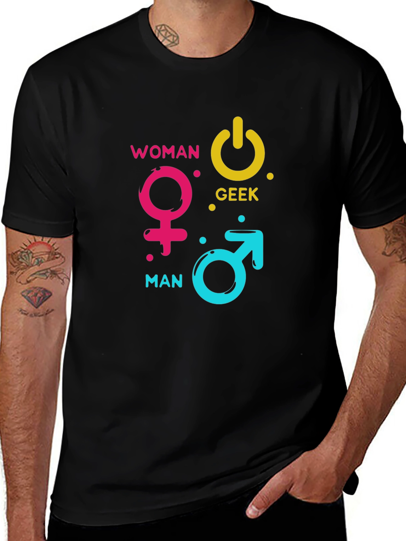 Variant 26 of Woman Man Geek Power Symbol T-Shirt