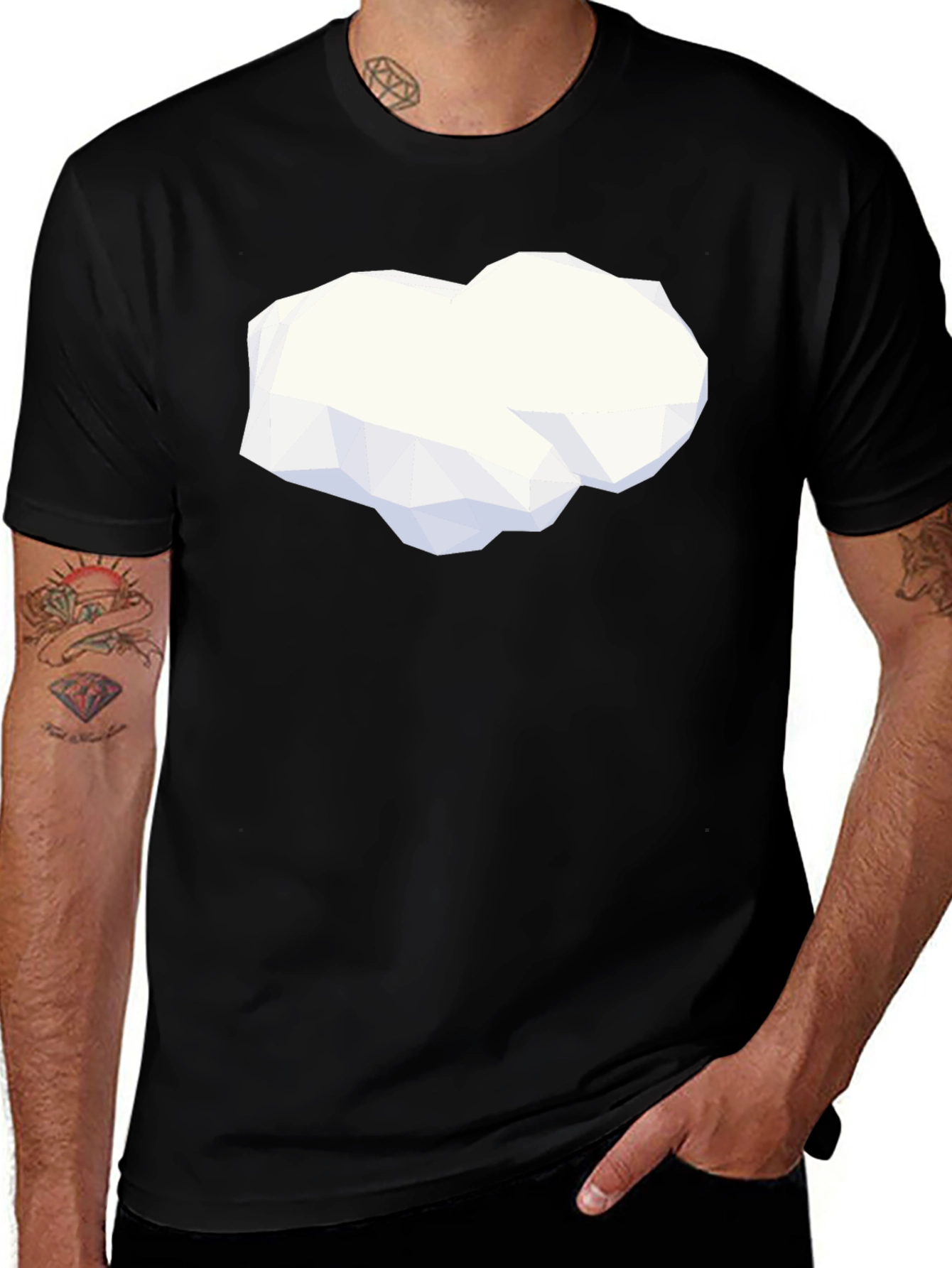 Black Geometric Cloud Graphic Tee - Modern Minimalist Design main image