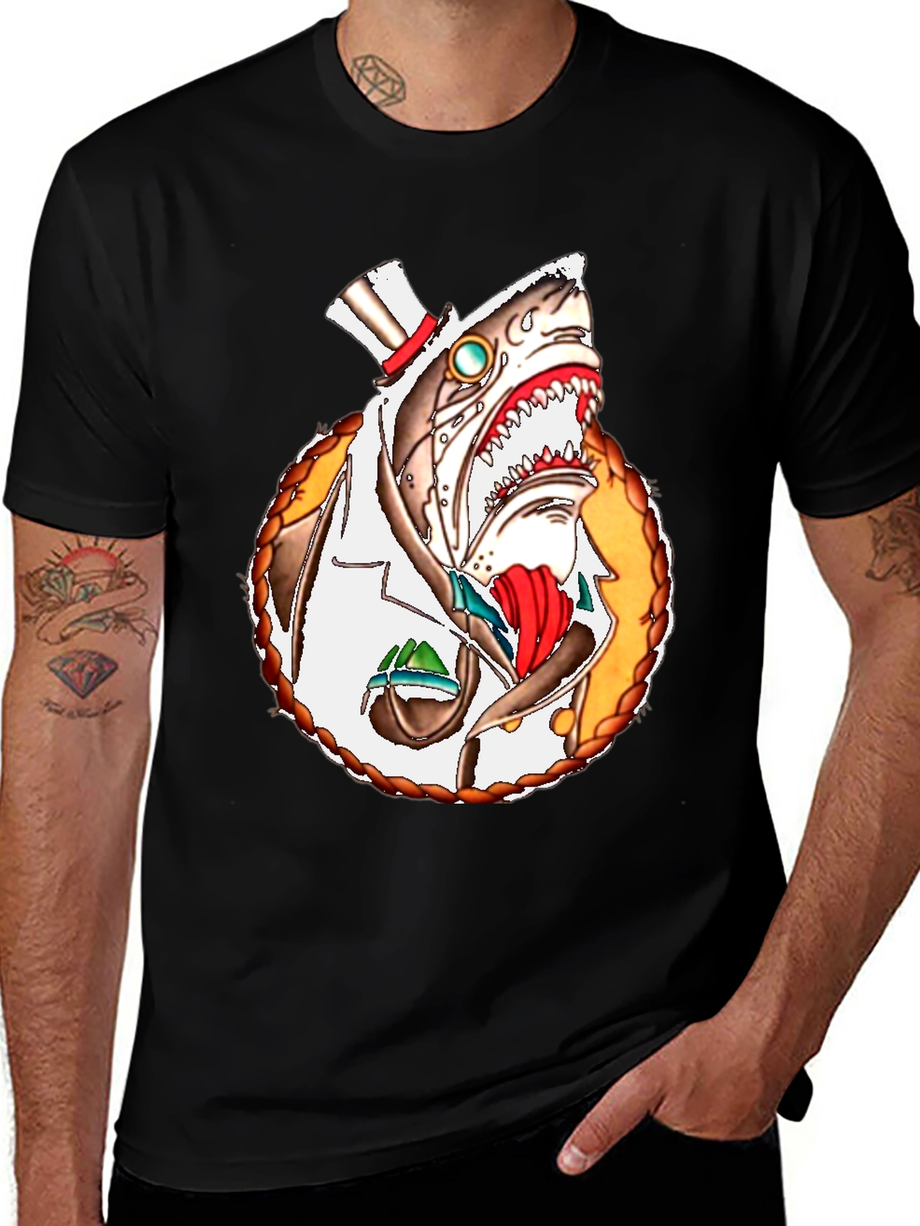 Variant 26 of Steampunk Shark T-Shirt - Unique Graphic Tee