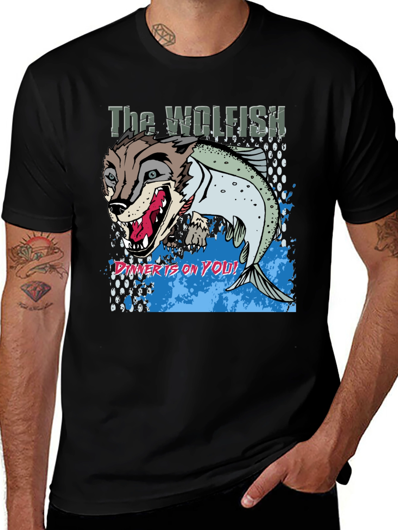 Variant 24 of The Wolfish Graphic Tee - Dinner's On You!