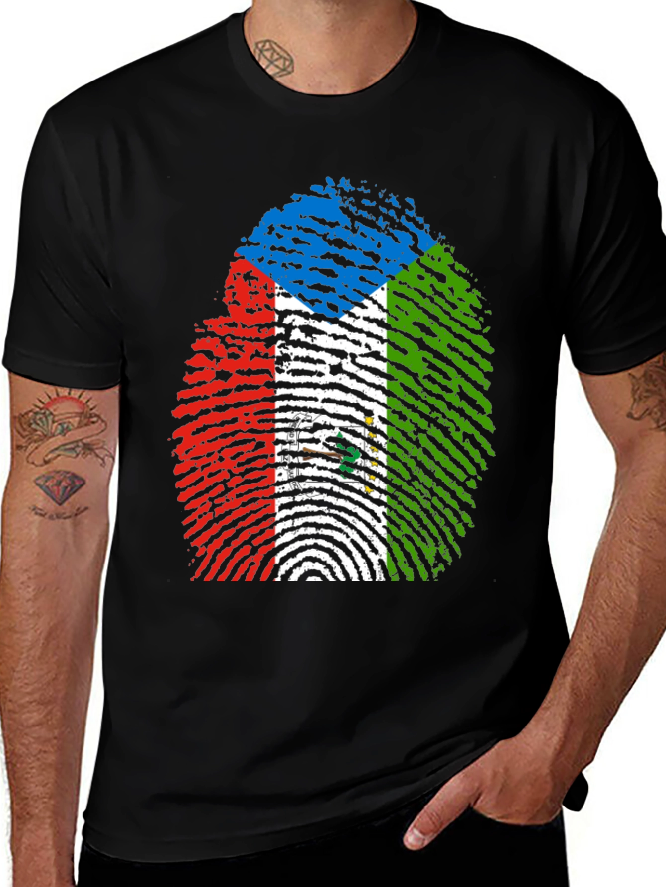 Equatorial Guinea Flag Fingerprint T-Shirt