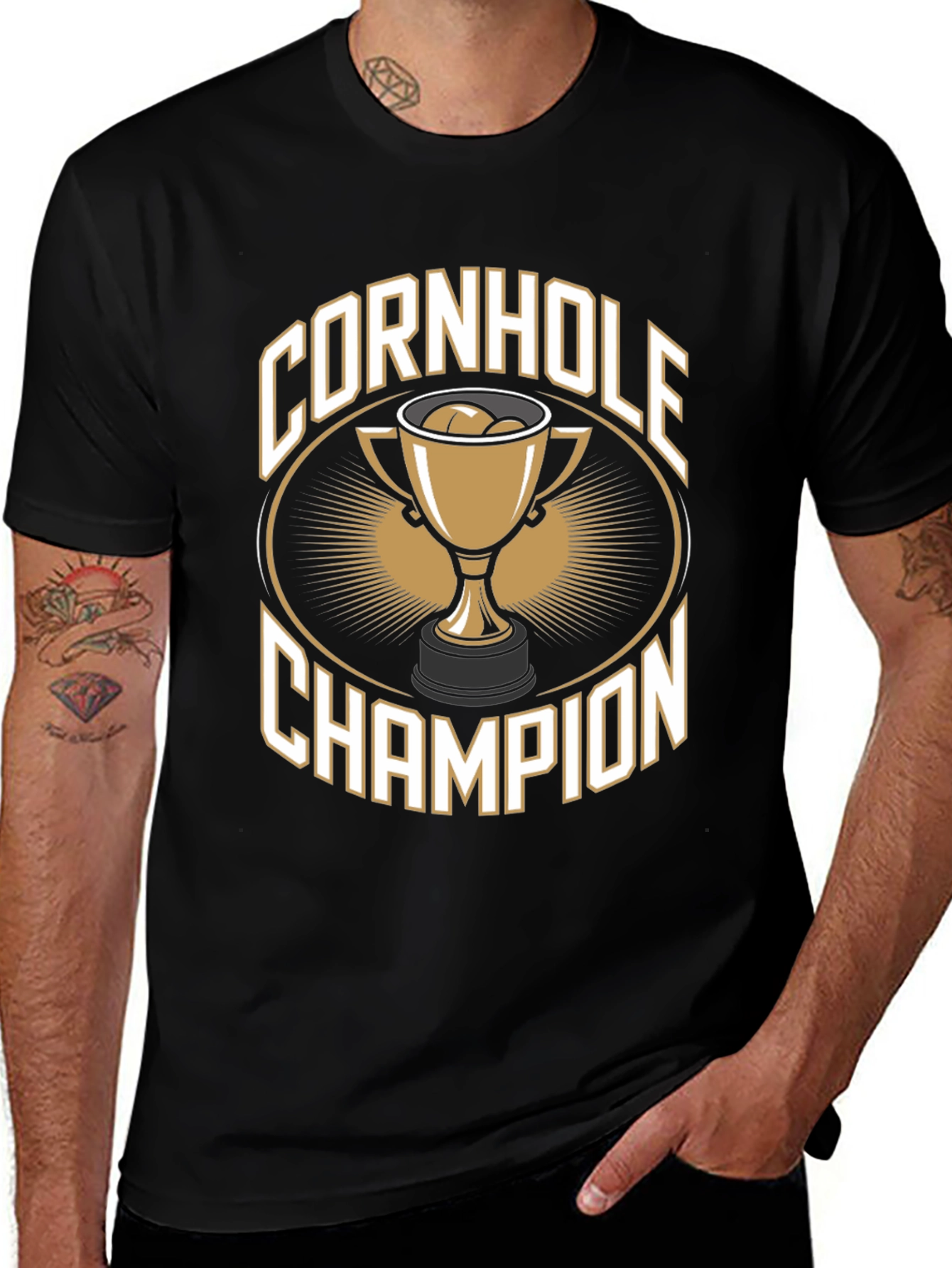 Cornhole Champion T-Shirt -  Black Tee