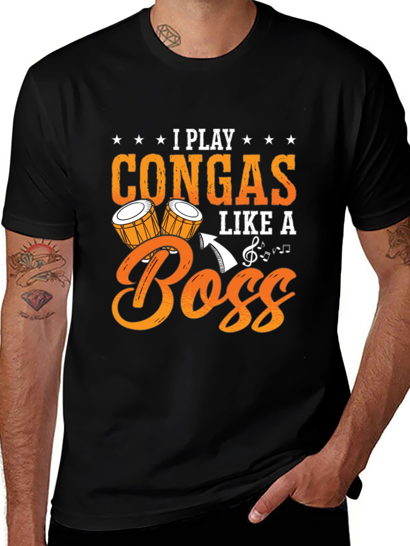 Variant 25 of I Play Congas Like A Boss Black T-Shirt