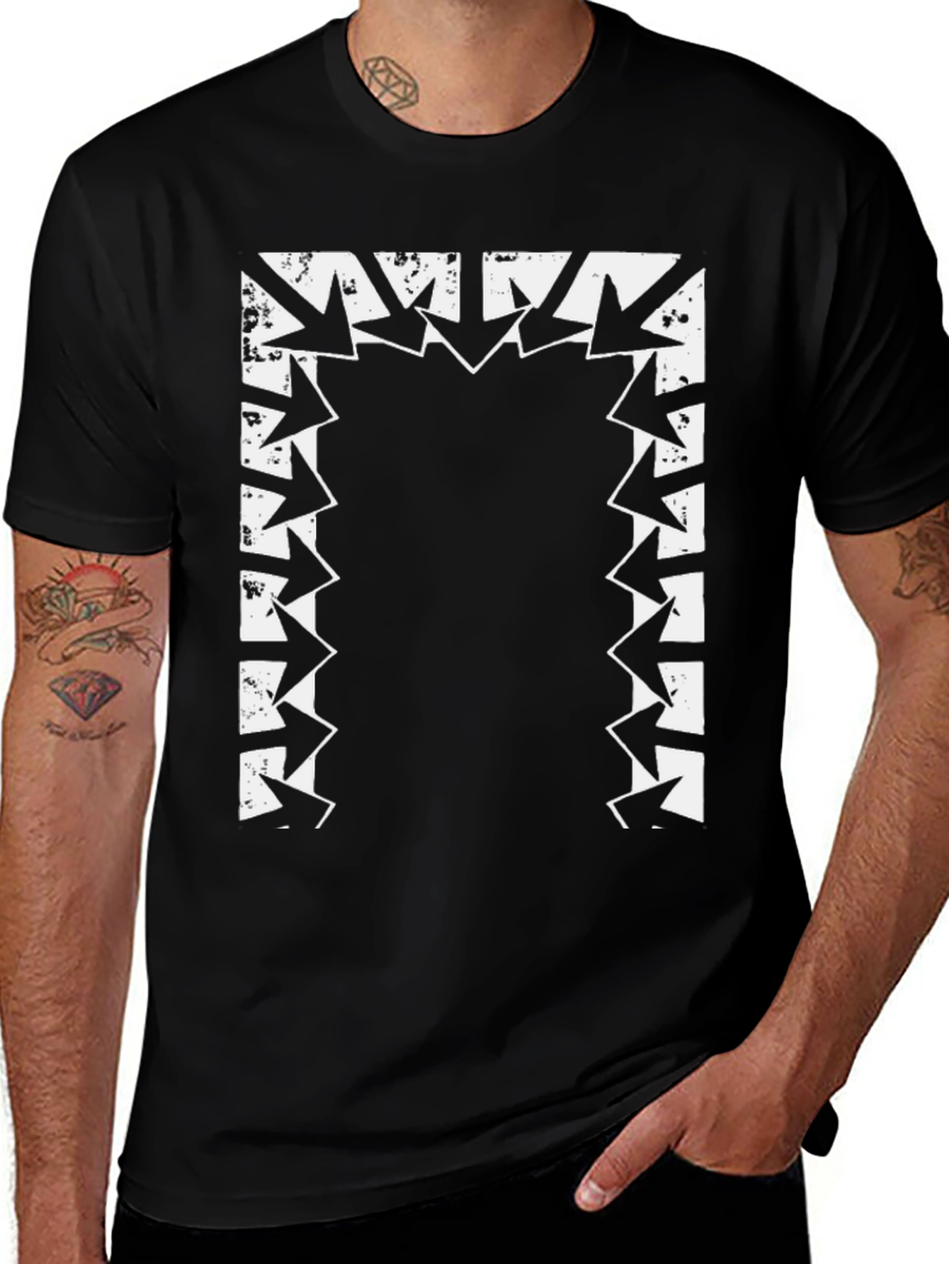 Black Arrow Portal Graphic Tee - Black Cotton Casual Shirt main image