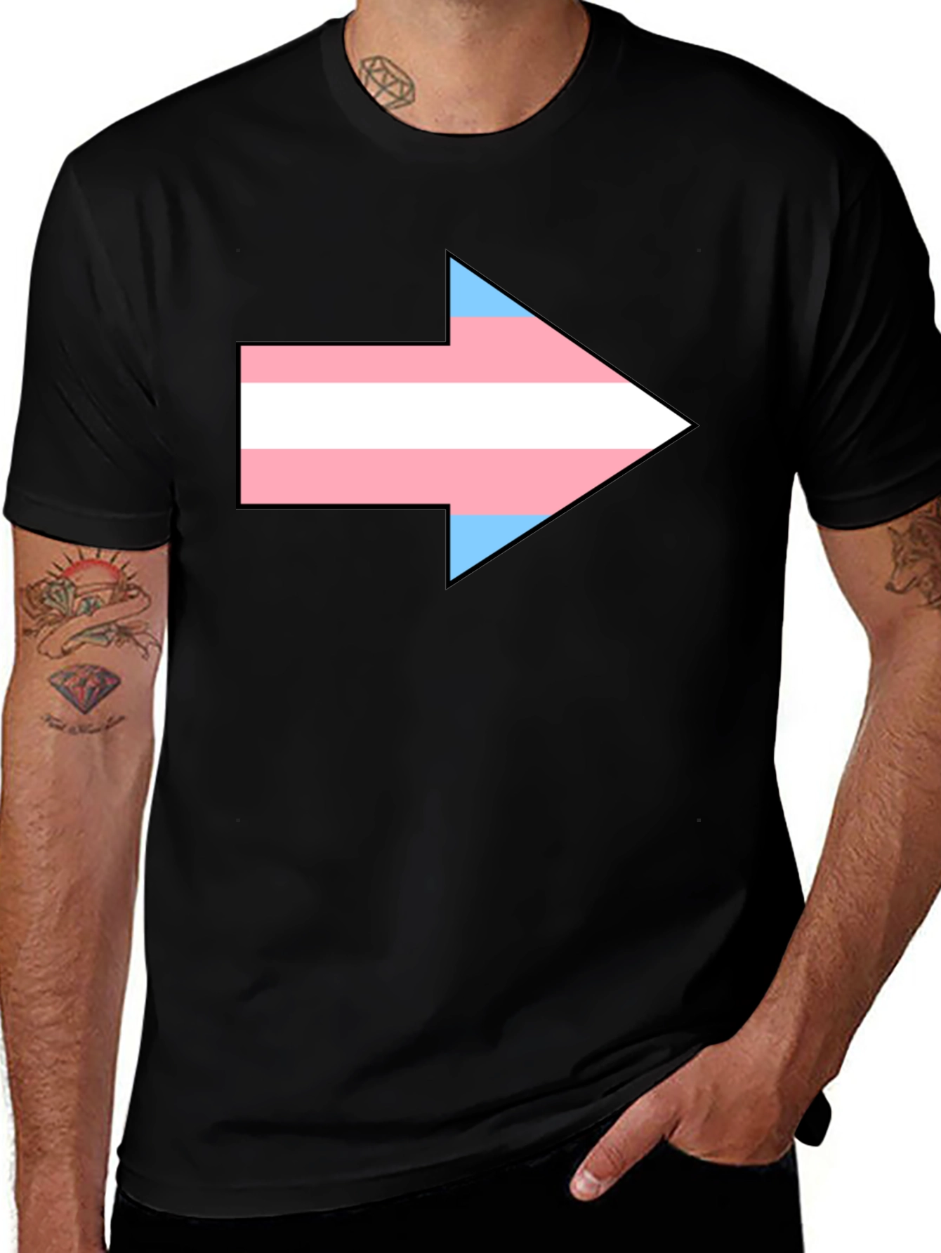 Variant 26 of Transgender Pride Arrow Graphic Tee - Black
