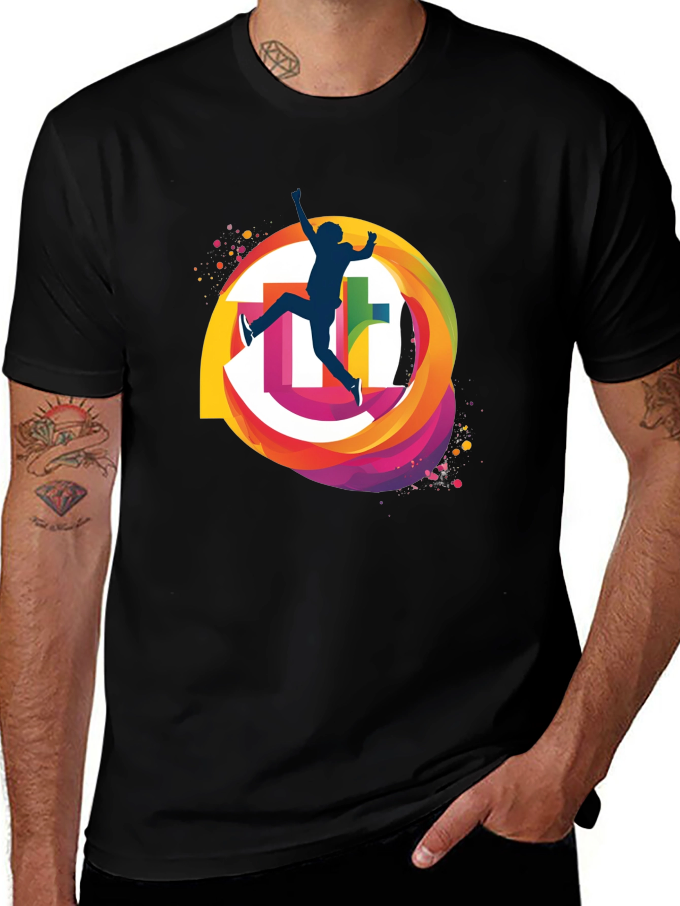 Variant 8 of Vibrant Graphic Print Black T-Shirt
