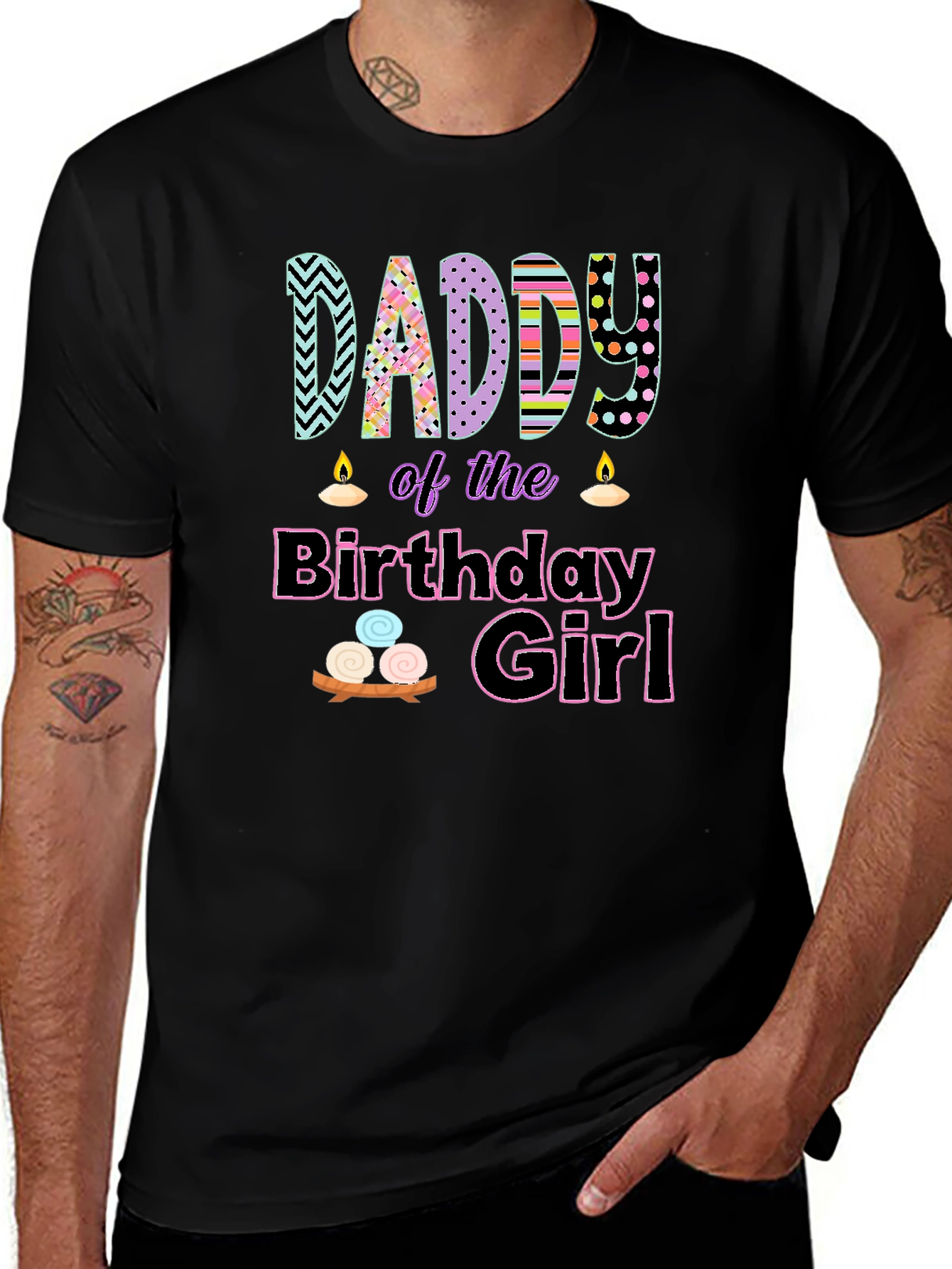 Variant 8 of Daddy of the Birthday Girl Black T-Shirt