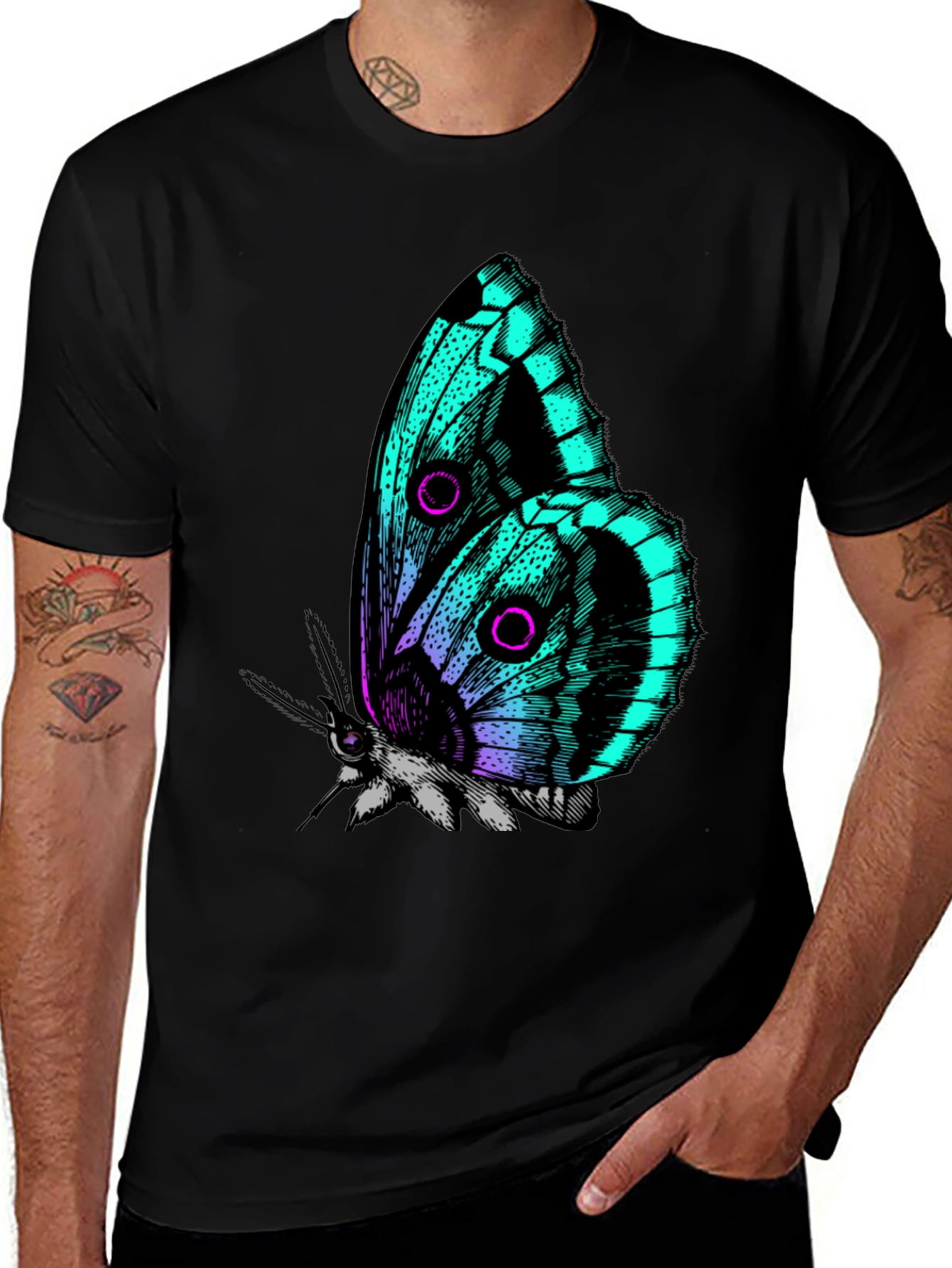 Variant 11 of Butterfly Graphic Black T-Shirt - Unique Design
