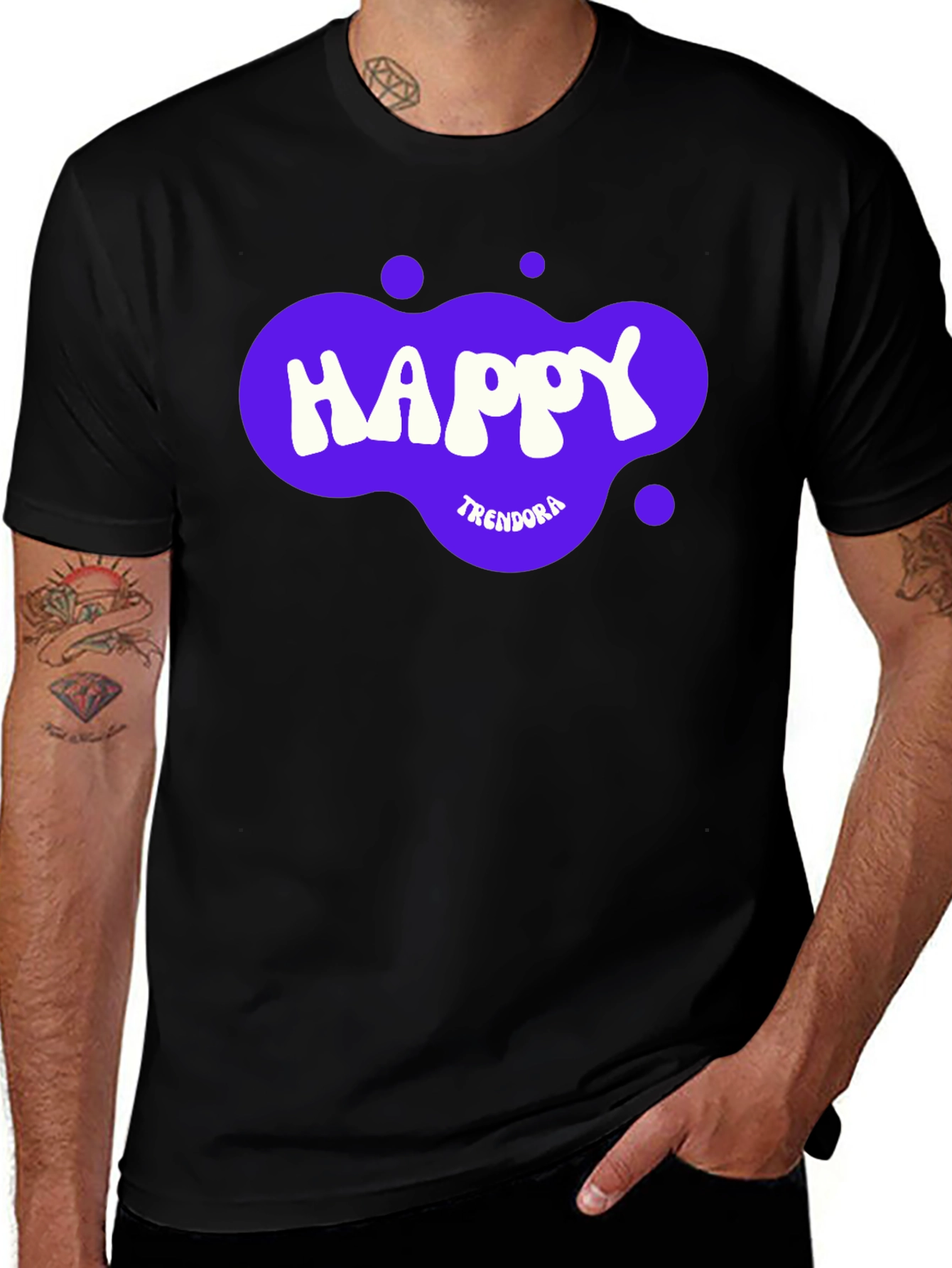 Happy Graphic Print Tee - Trendy Casual Style