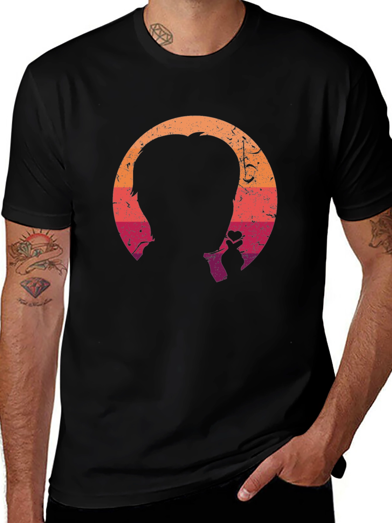 Variant 18 of Retro Silhouette Heart Hand T-Shirt
