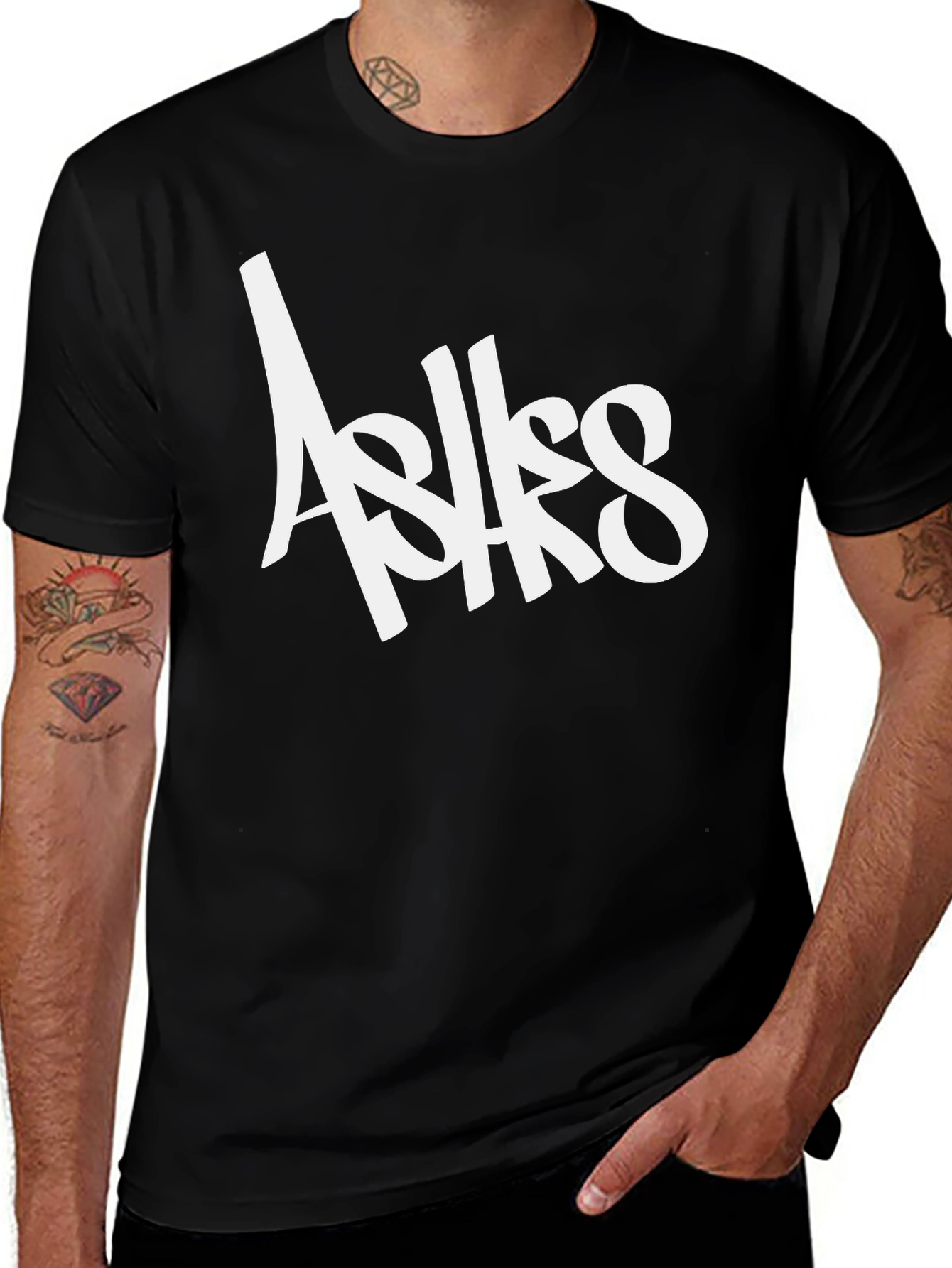Variant 24 of Ashes Graffiti Style Black T-Shirt for Men