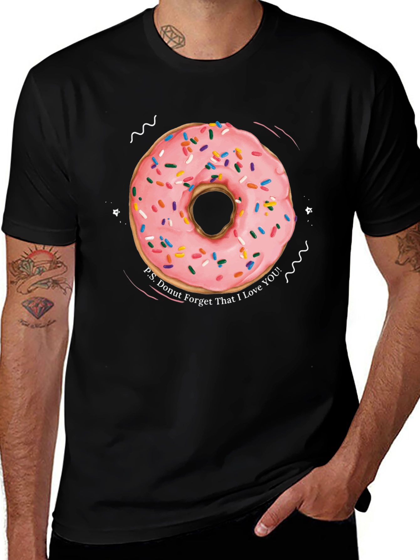 Variant 12 of Donut Forget I Love You Black T-Shirt