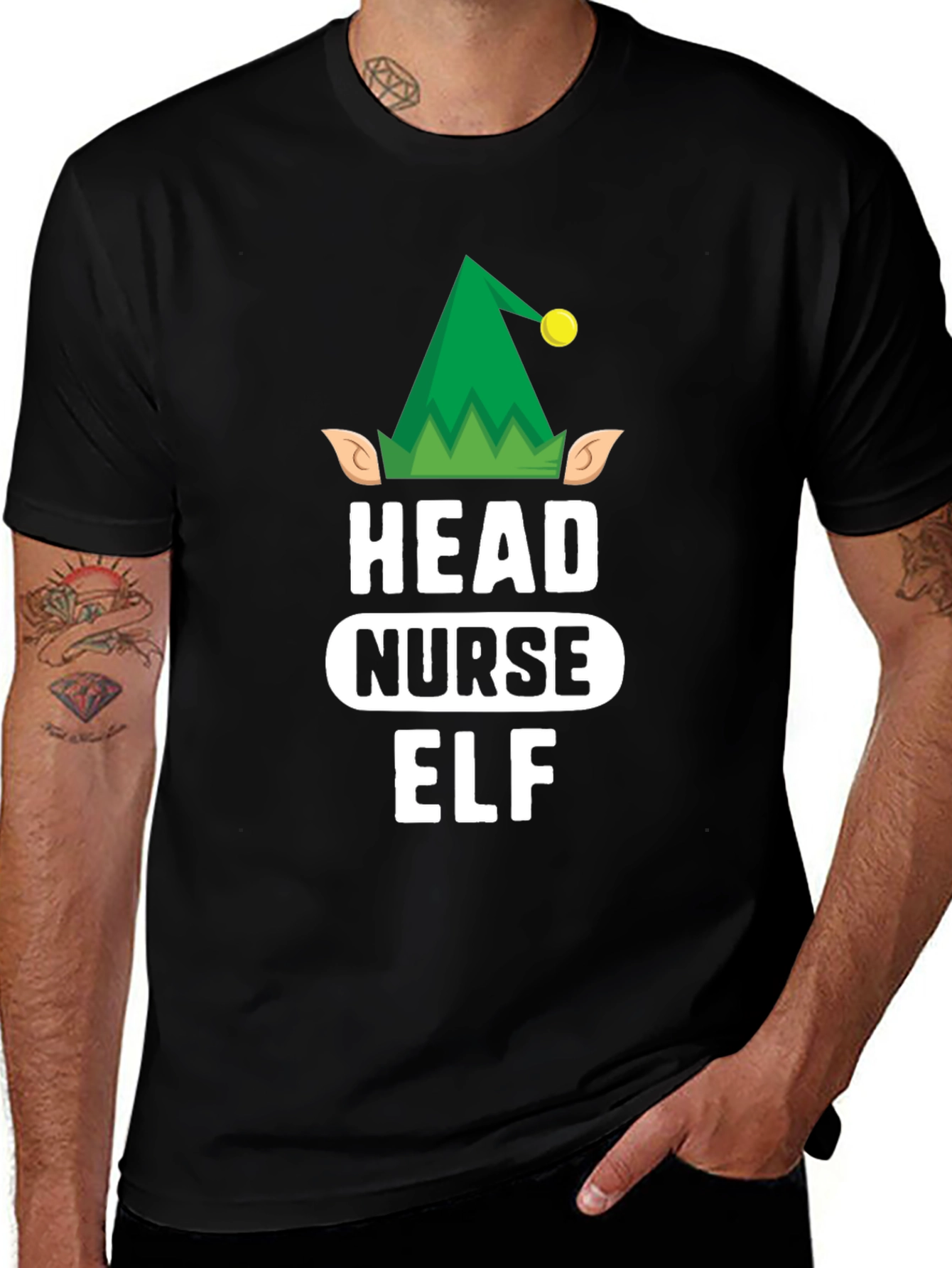 Variant 6 of Head Nurse Elf T-Shirt - Holiday Festive Tee