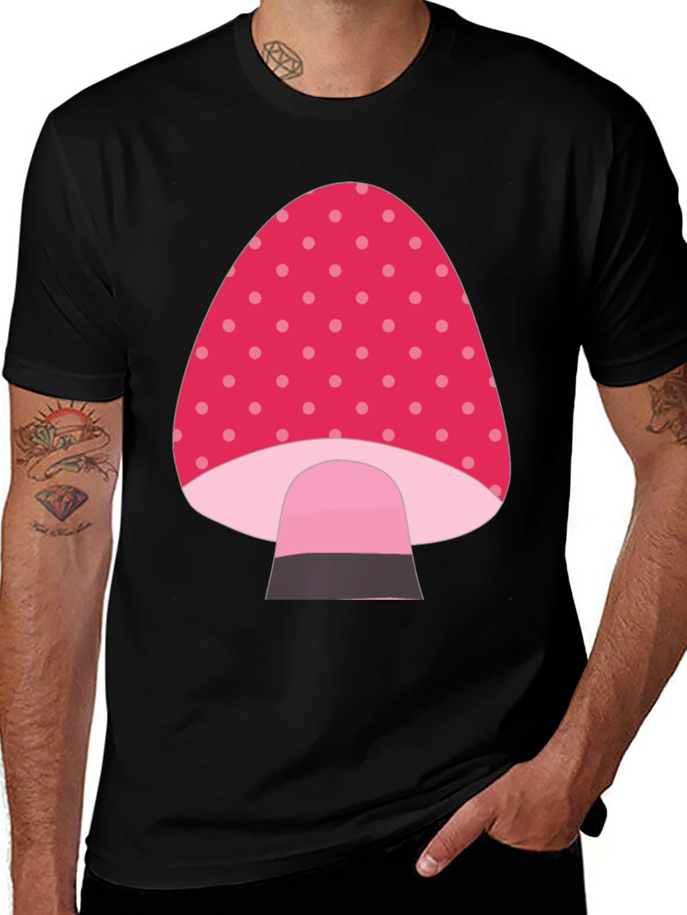 Variant 11 of Funky Mushroom Graphic Tee - Black