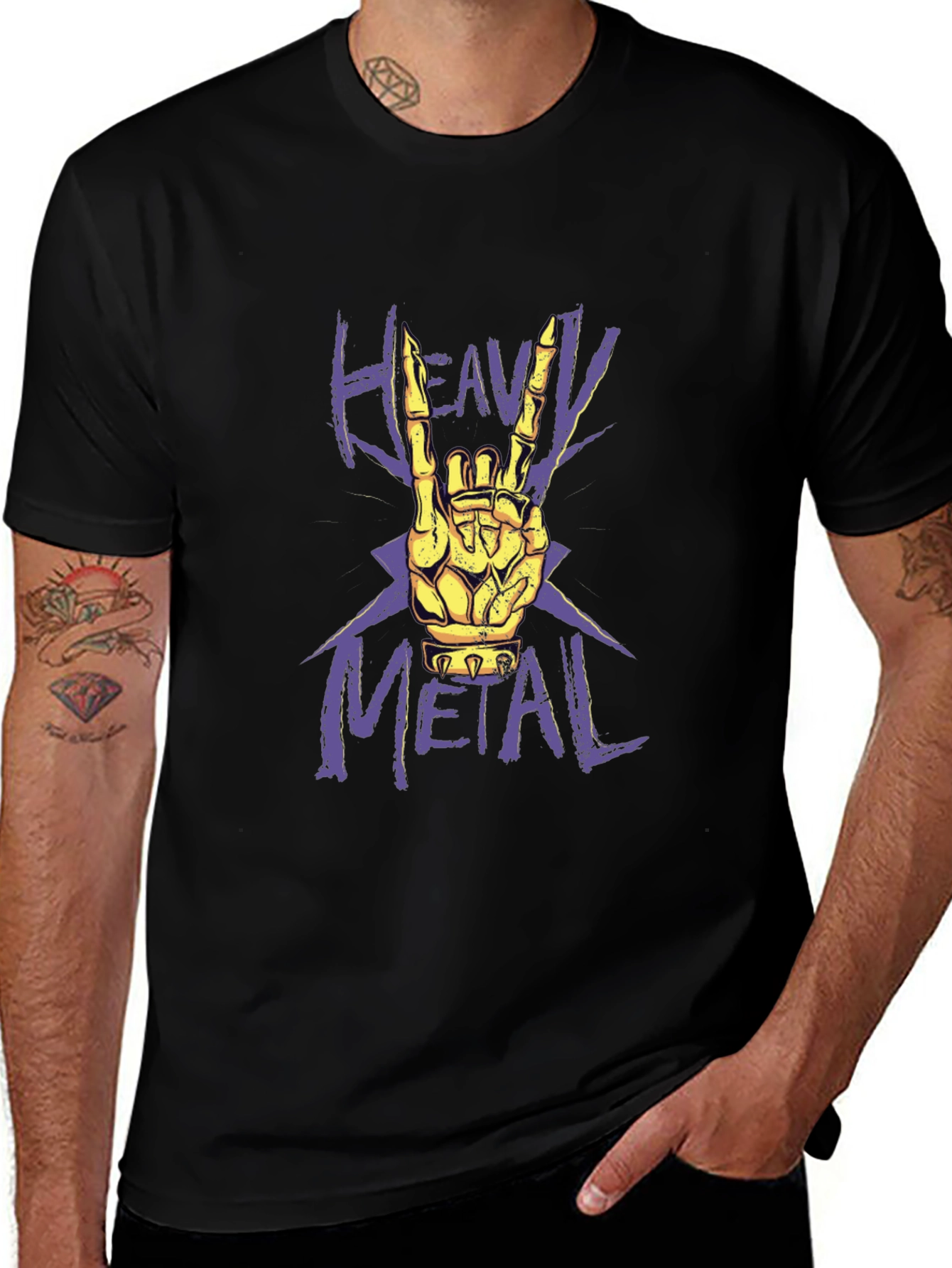 Variant 28 of Heavy Metal Skeleton Hand Graphic T-Shirt